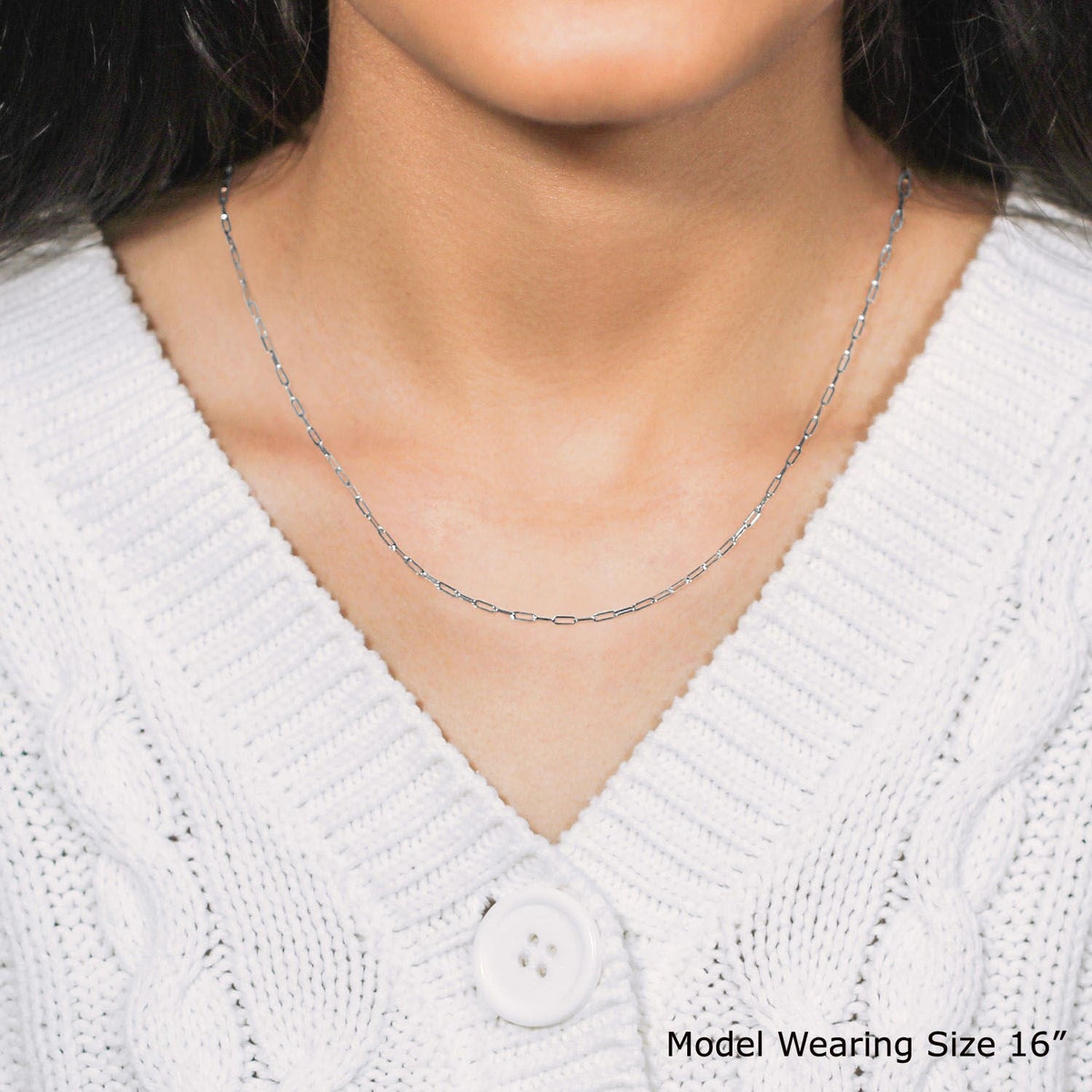 14k White Gold Adjustable Paperclip Chain (1.50 mm) - LinkagejewelrydesignLinkagejewelrydesign