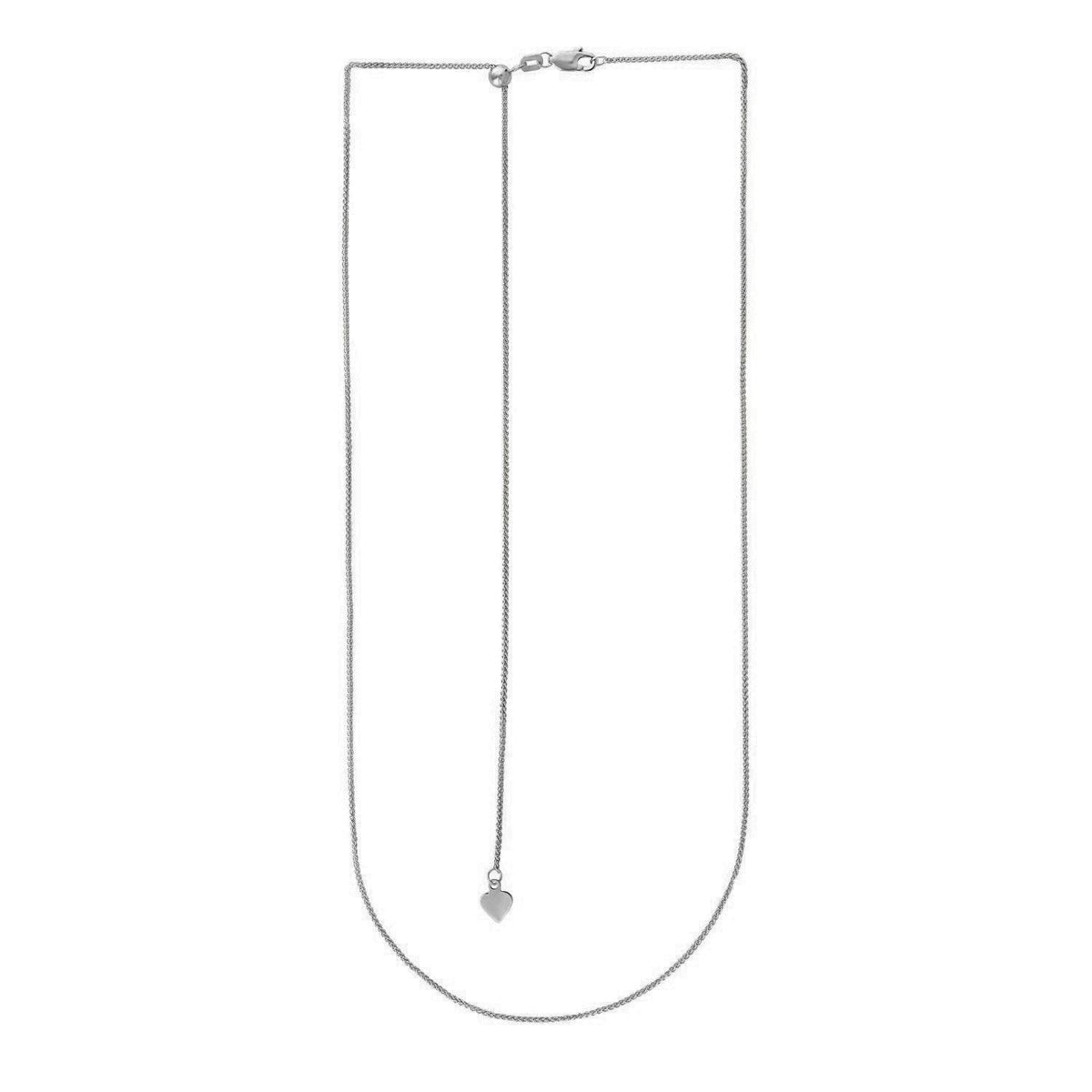 14k White Gold Adjustable Wheat Chain (1.00 mm) - LinkagejewelrydesignLinkagejewelrydesign