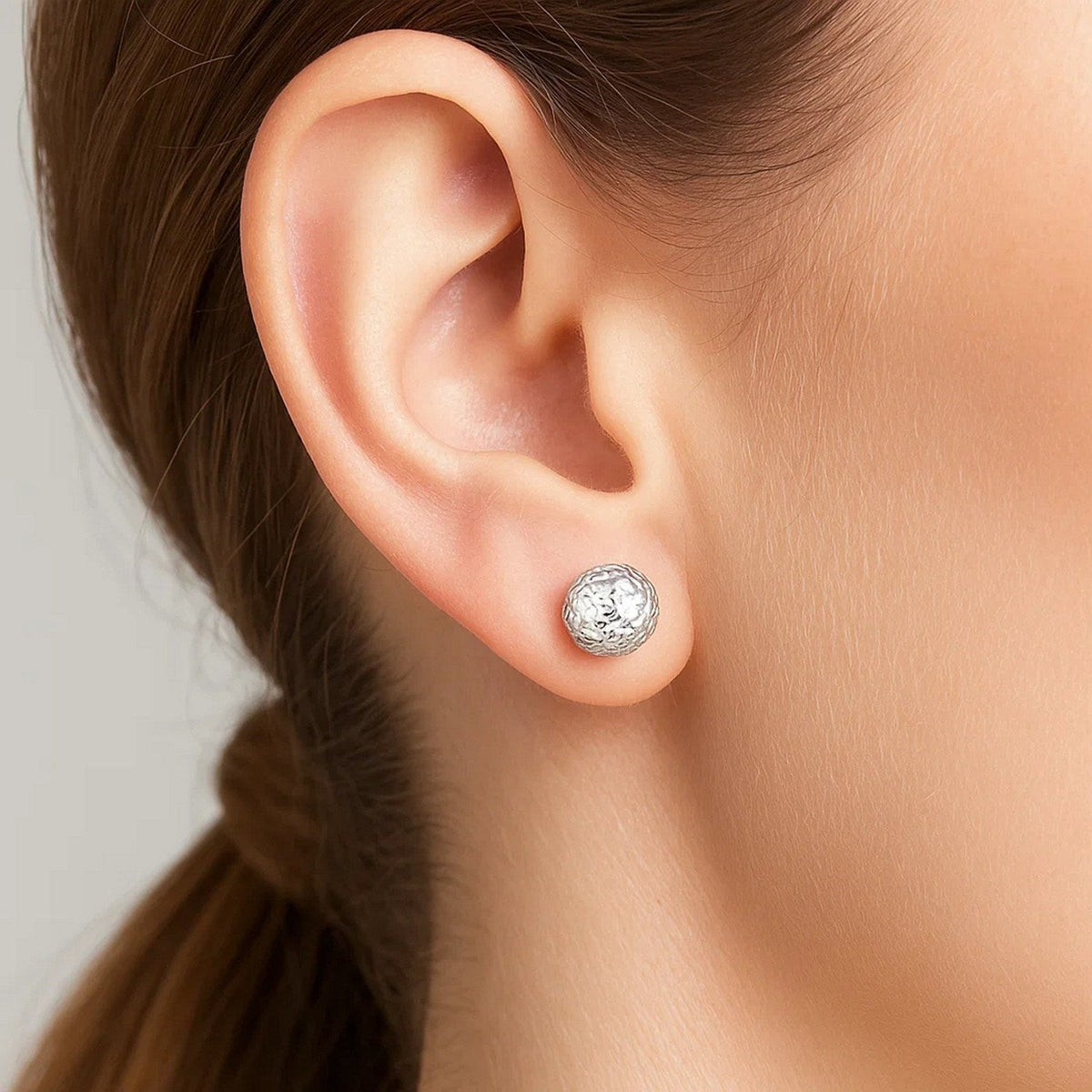 14k White Gold Ball Earrings with Crystal Cut Texture - LinkagejewelrydesignLinkagejewelrydesign