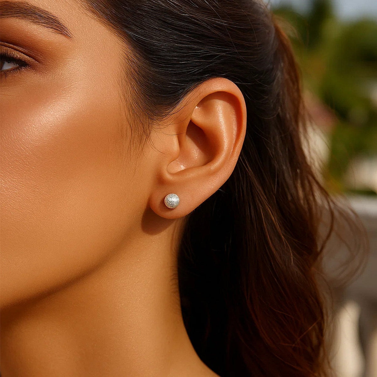 14k White Gold Ball Earrings with Crystal Cut Texture(5mm) - LinkagejewelrydesignLinkagejewelrydesign