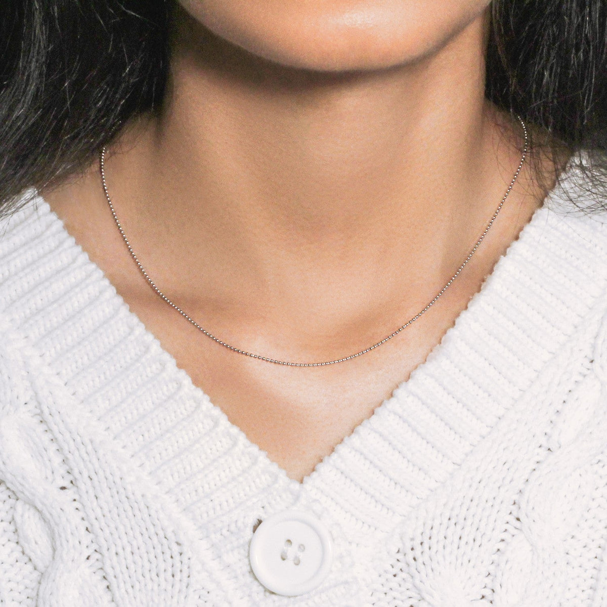 14k White Gold Bead Chain 1.0mm (1.00 mm) - LinkagejewelrydesignLinkagejewelrydesign