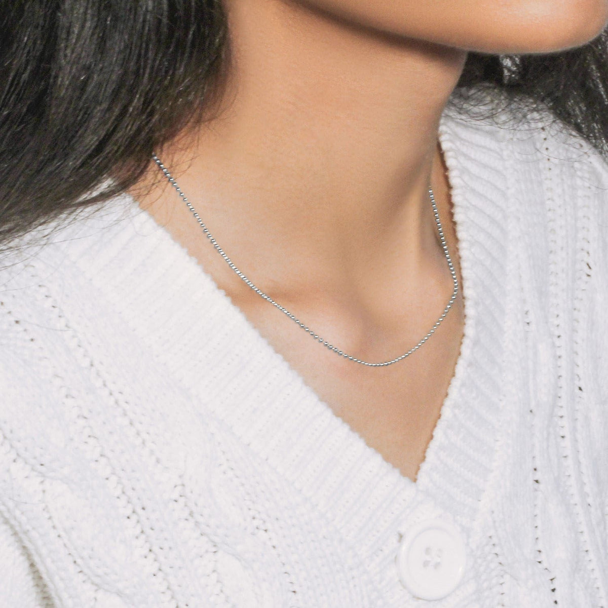 14k White Gold Bead Chain 1.5mm (1.50 mm) - LinkagejewelrydesignLinkagejewelrydesign