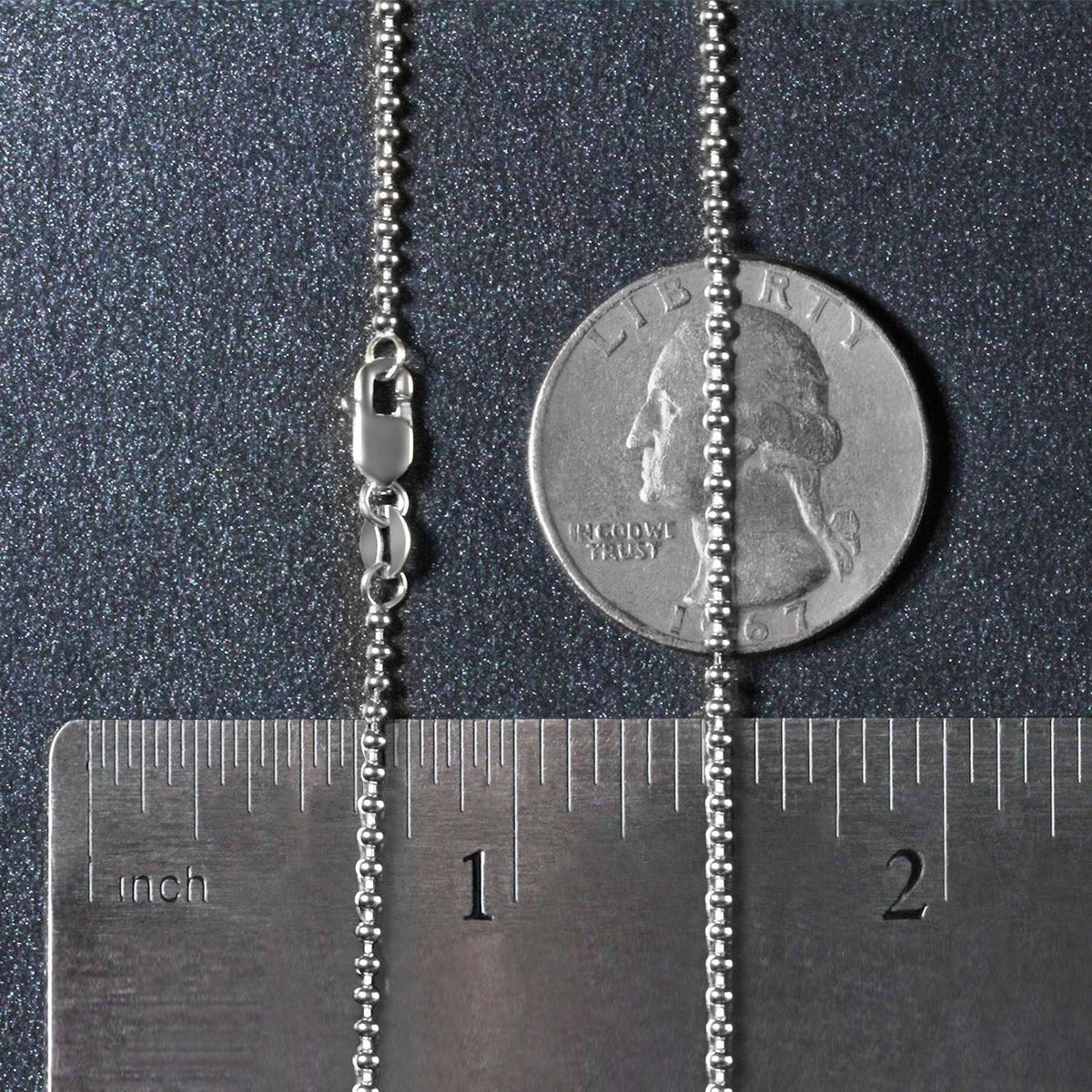14k White Gold Bead Chain 1.5mm (1.50 mm) - LinkagejewelrydesignLinkagejewelrydesign