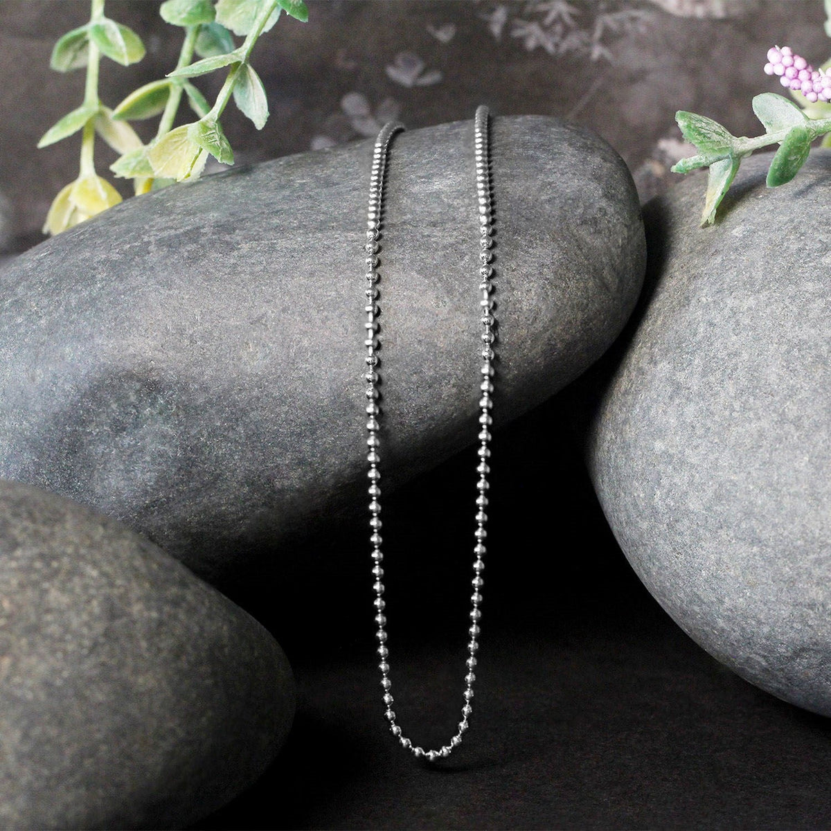 14k White Gold Bead Chain 1.5mm (1.50 mm) - LinkagejewelrydesignLinkagejewelrydesign