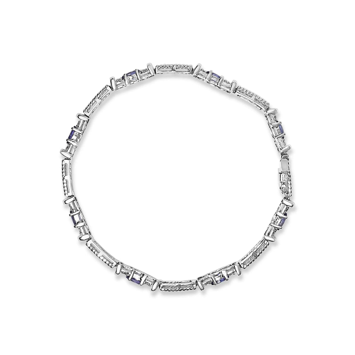 14K White Gold Blue Purple Tanzanite and Diamond Accent Cord Style Link Bracelet (H - I Color, SI1 - SI2 Clarity) - 7" Inches - LinkagejewelrydesignLinkagejewelrydesign