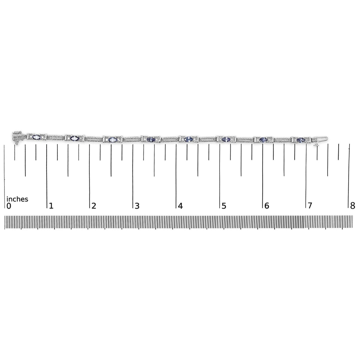 14K White Gold Blue Purple Tanzanite and Diamond Accent Cord Style Link Bracelet (H - I Color, SI1 - SI2 Clarity) - 7" Inches - LinkagejewelrydesignLinkagejewelrydesign