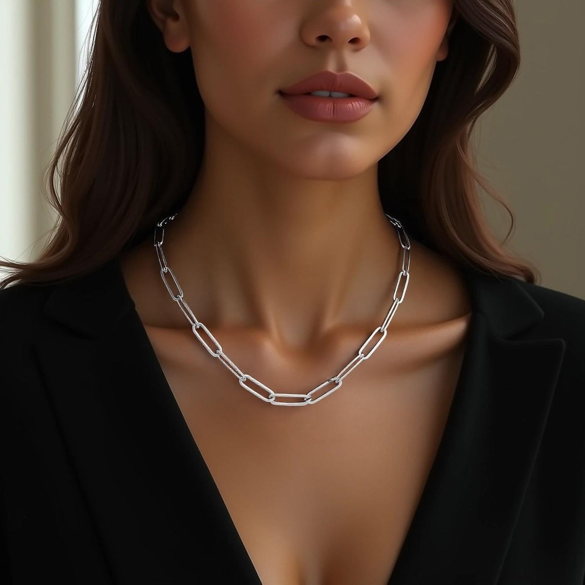 14k White Gold Bold Paperclip Chain (4.2 mm) - LinkagejewelrydesignLinkagejewelrydesign