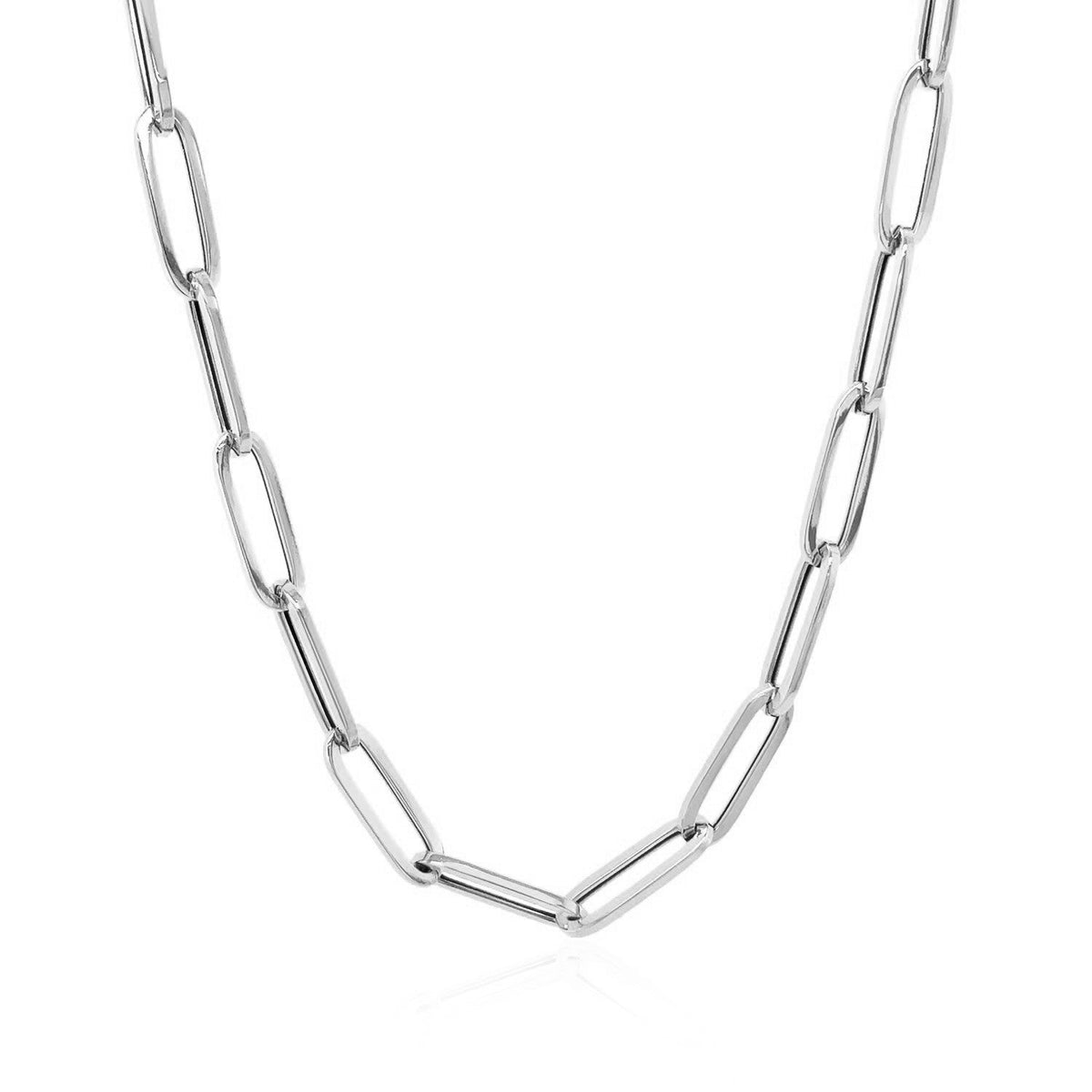 14k White Gold Bold Paperclip Chain (4.20 mm) - LinkagejewelrydesignLinkagejewelrydesign