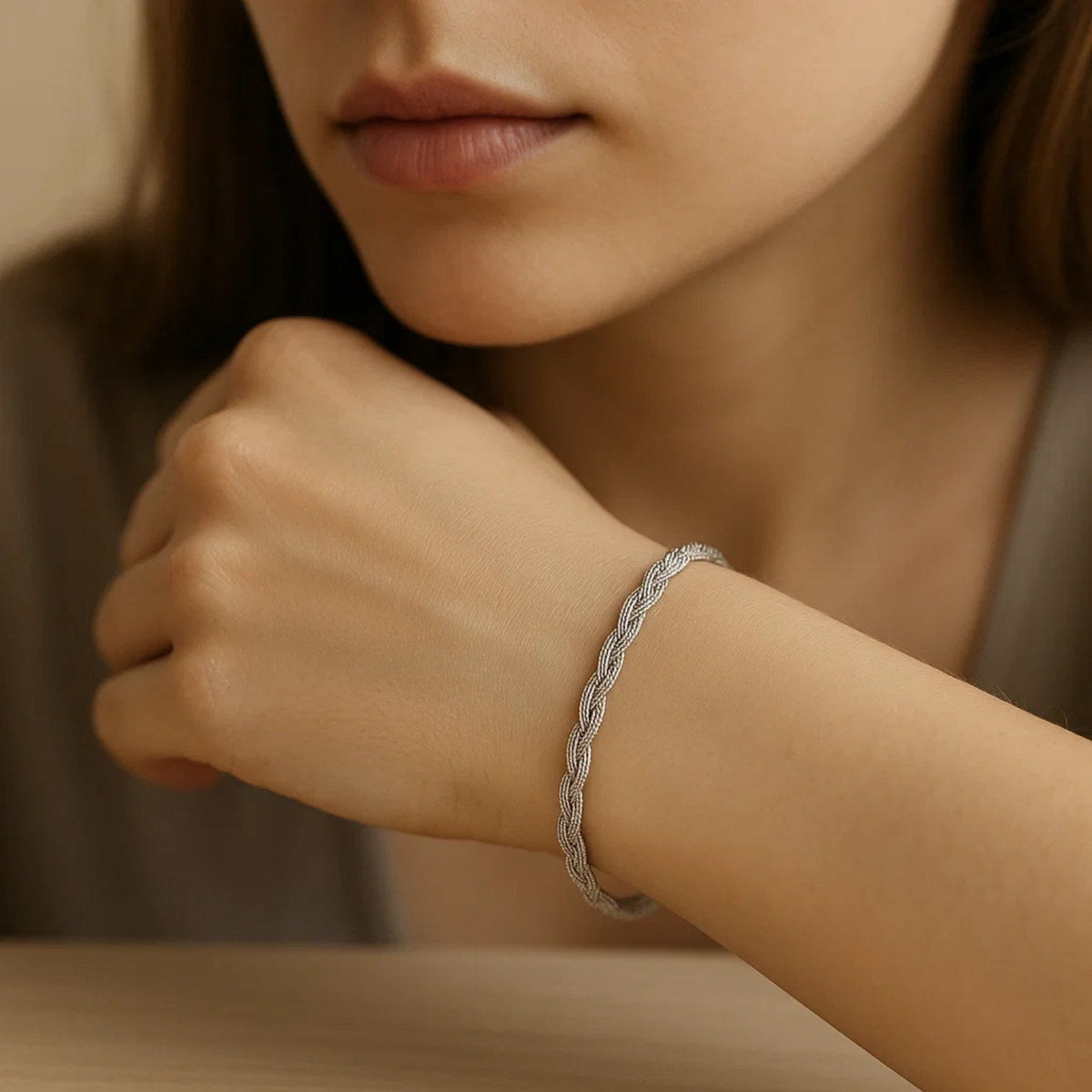 14k White Gold Braided Bracelet (3.50 mm) - LinkagejewelrydesignLinkagejewelrydesign