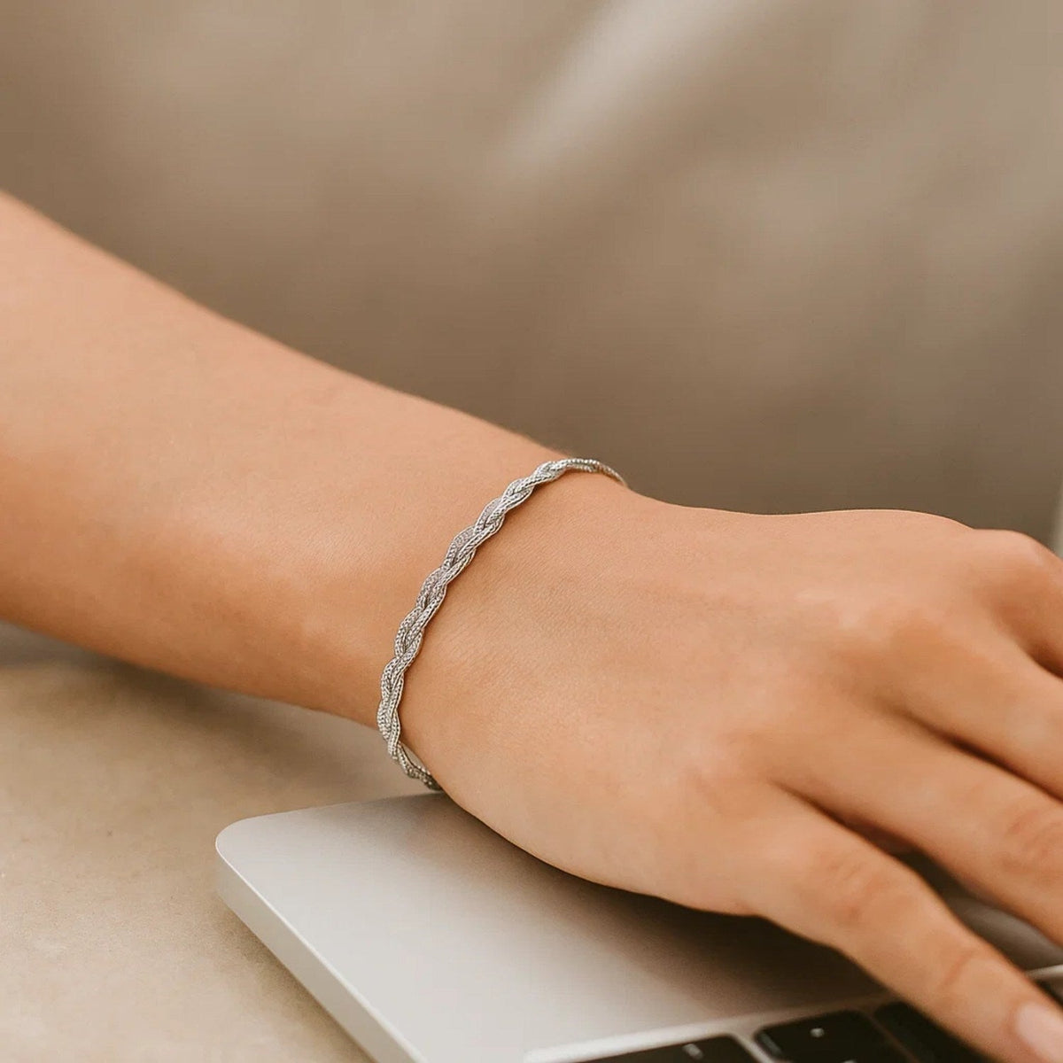 14k White Gold Braided Bracelet (3.50 mm) - LinkagejewelrydesignLinkagejewelrydesign