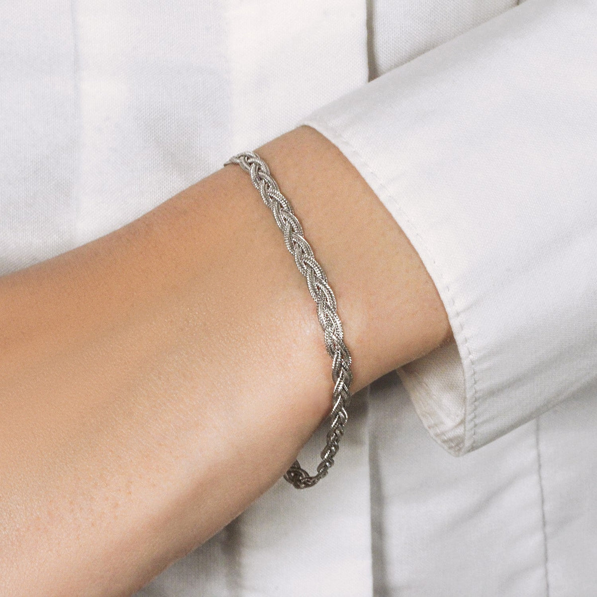 14k White Gold Braided Bracelet (3.50 mm) - LinkagejewelrydesignLinkagejewelrydesign