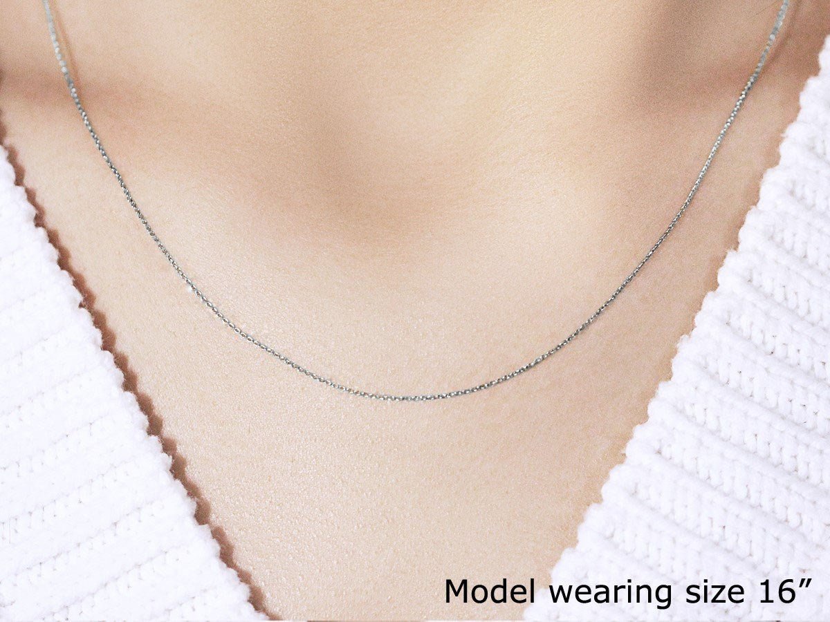 14k White Gold Cable Link Chain (0.50 mm) - LinkagejewelrydesignLinkagejewelrydesign