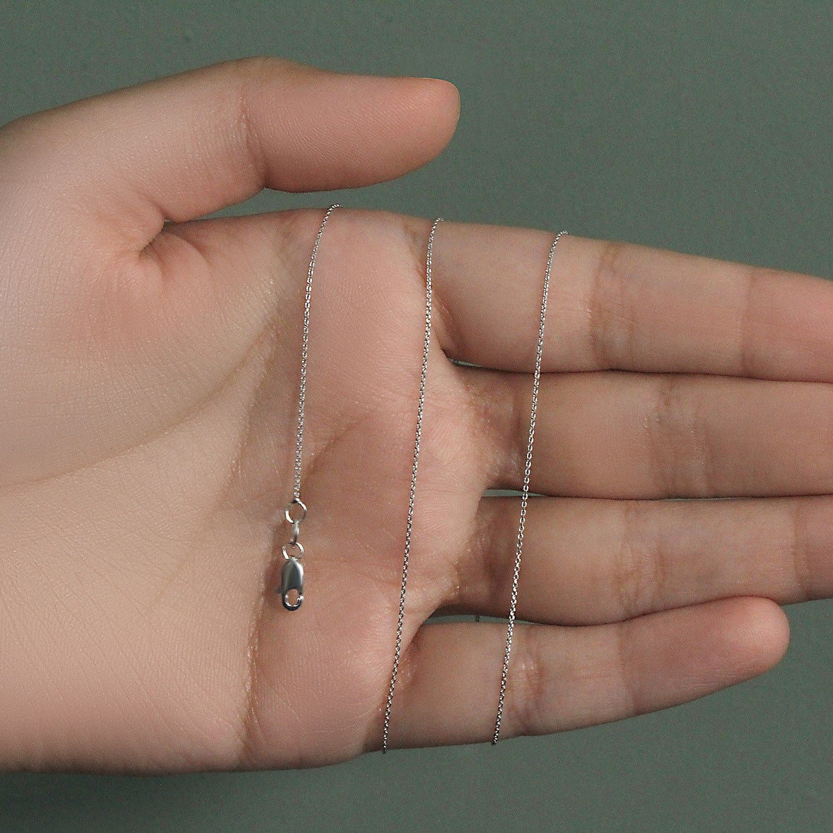14k White Gold Cable Link Chain 0.5mm - LinkagejewelrydesignLinkagejewelrydesign