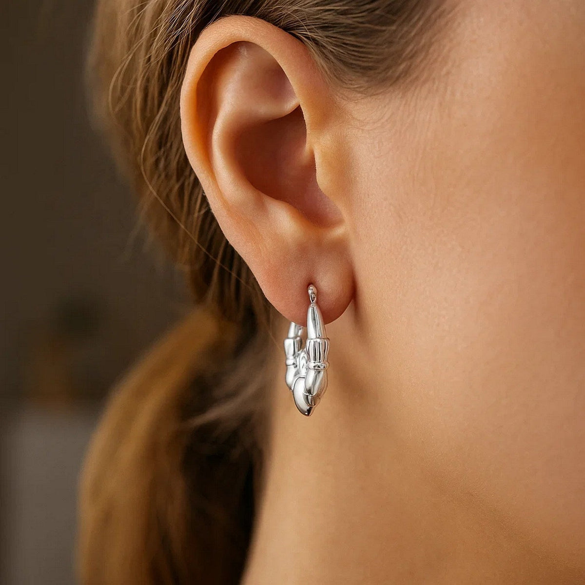 14K White Gold Claddagh Symbol Hoop Earrings - LinkagejewelrydesignLinkagejewelrydesign