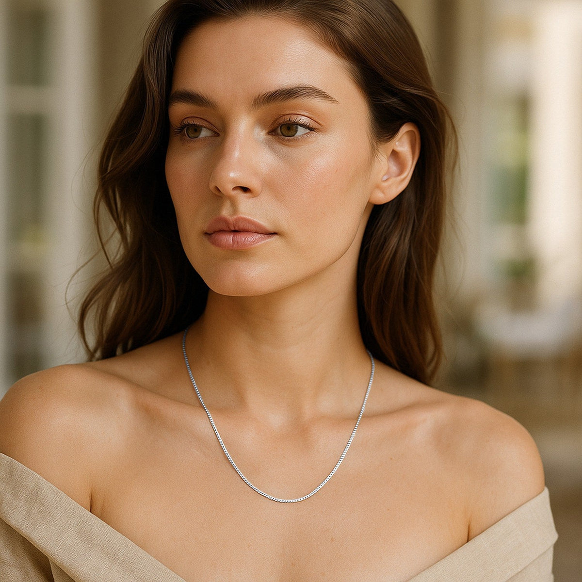 14k White Gold Classic Box Chain (0.60 mm) - LinkagejewelrydesignLinkagejewelrydesign