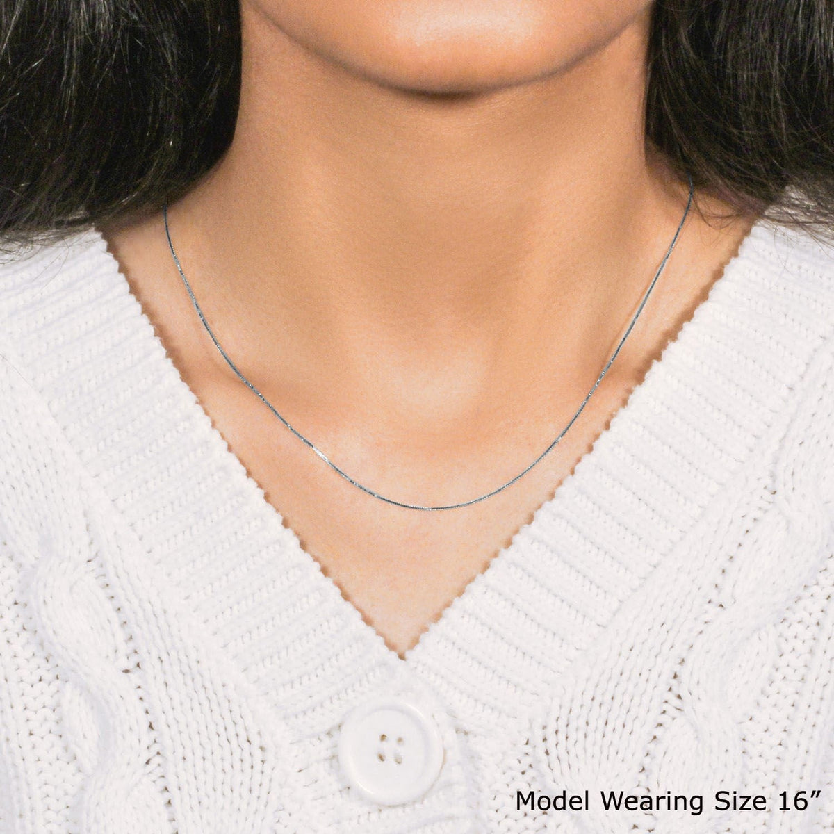 14k White Gold Classic Box Chain 0.6mm - LinkagejewelrydesignLinkagejewelrydesign