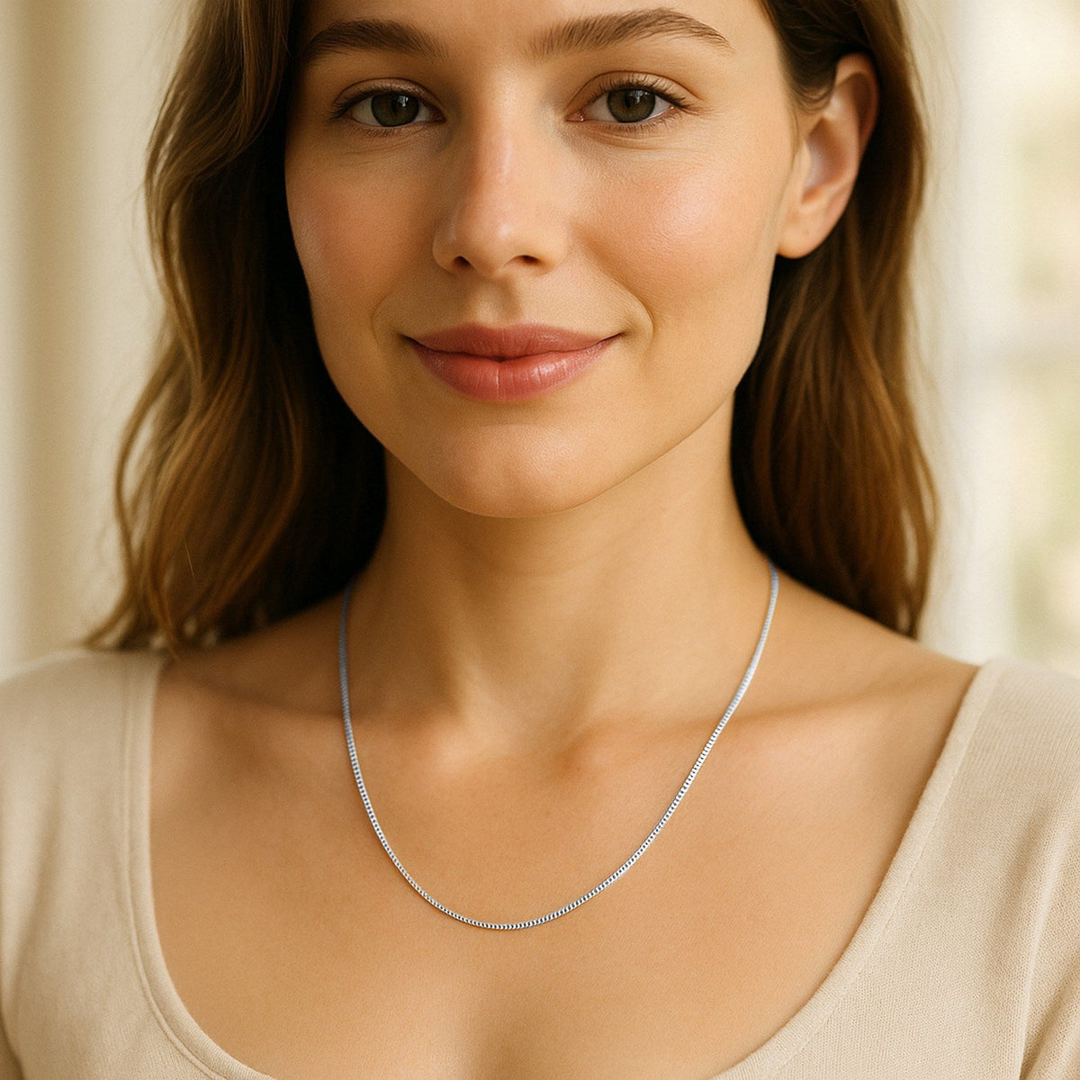 14k White Gold Classic Box Chain (0.85 mm) - LinkagejewelrydesignLinkagejewelrydesign