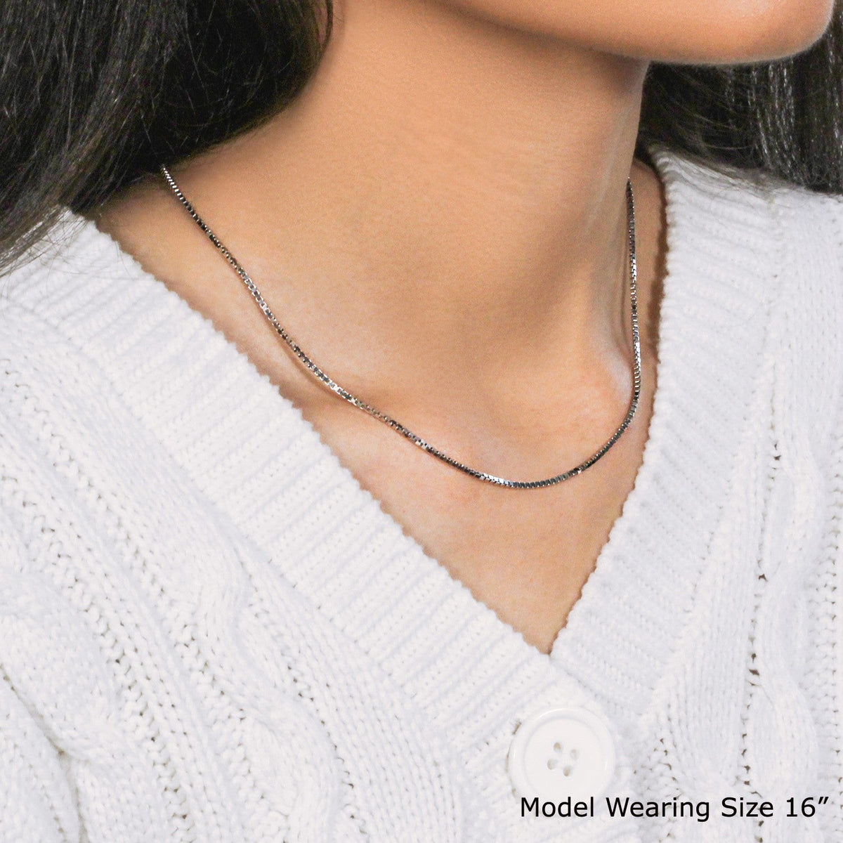 14k White Gold Classic Box Chain (1.4 mm) - LinkagejewelrydesignLinkagejewelrydesign