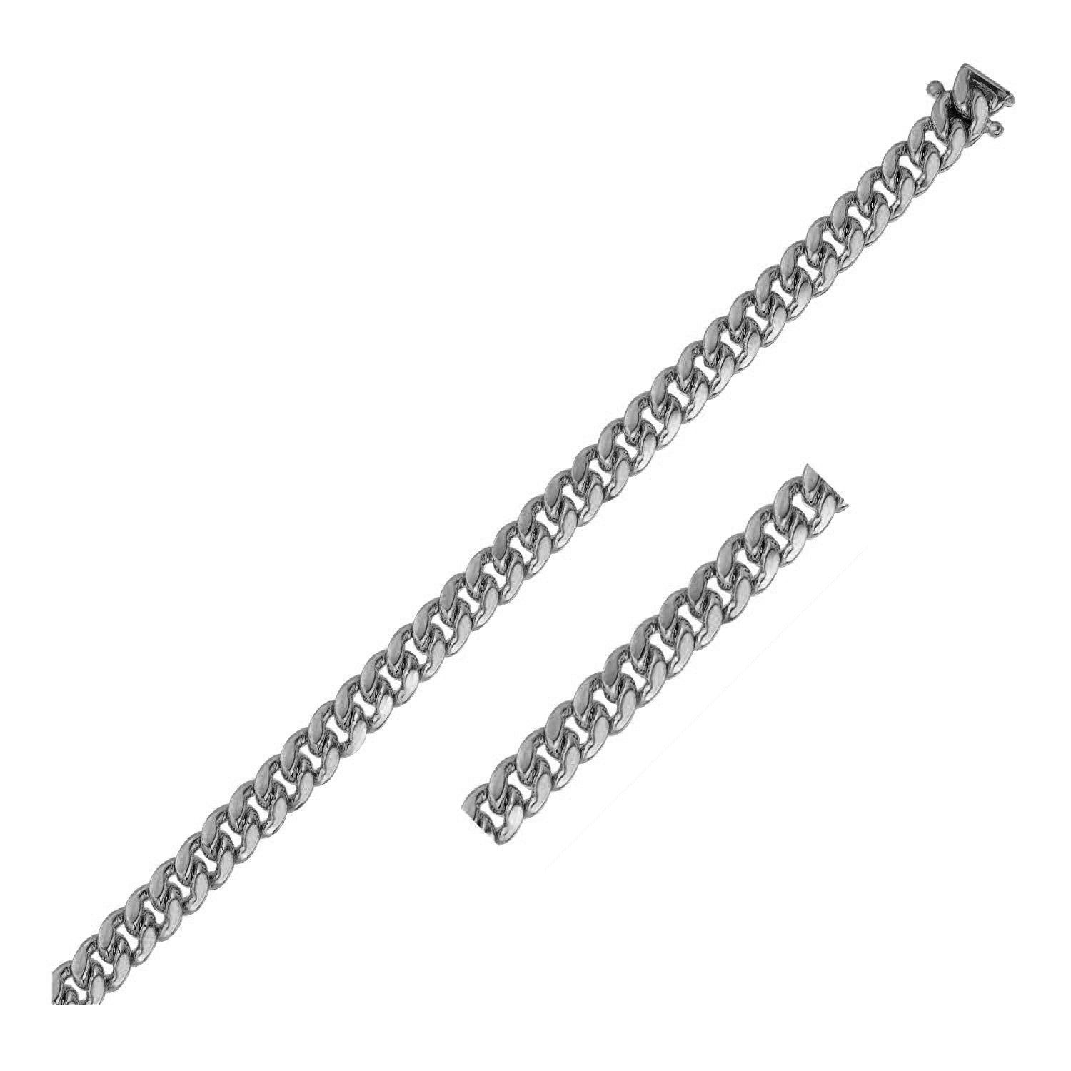 14k White Gold Classic Miami Cuban Solid Chain (5.00 mm) - LinkagejewelrydesignLinkagejewelrydesign