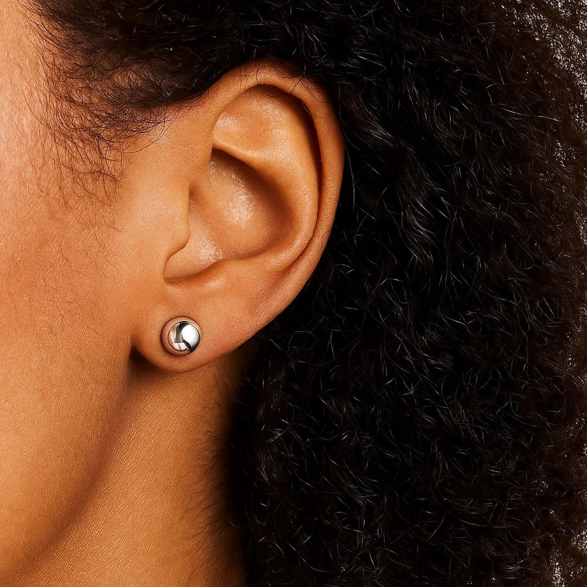 14k White Gold Classic Round Stud Earrings (5.0 mm) - LinkagejewelrydesignLinkagejewelrydesign