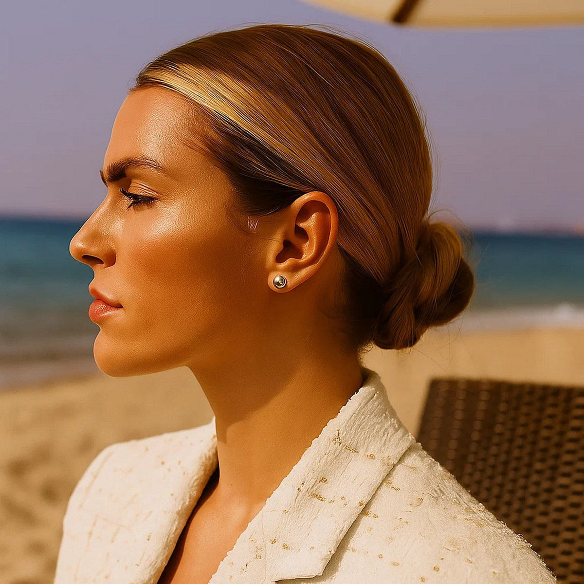 14k White Gold Classic Stud Earrings (8mm) - LinkagejewelrydesignLinkagejewelrydesign