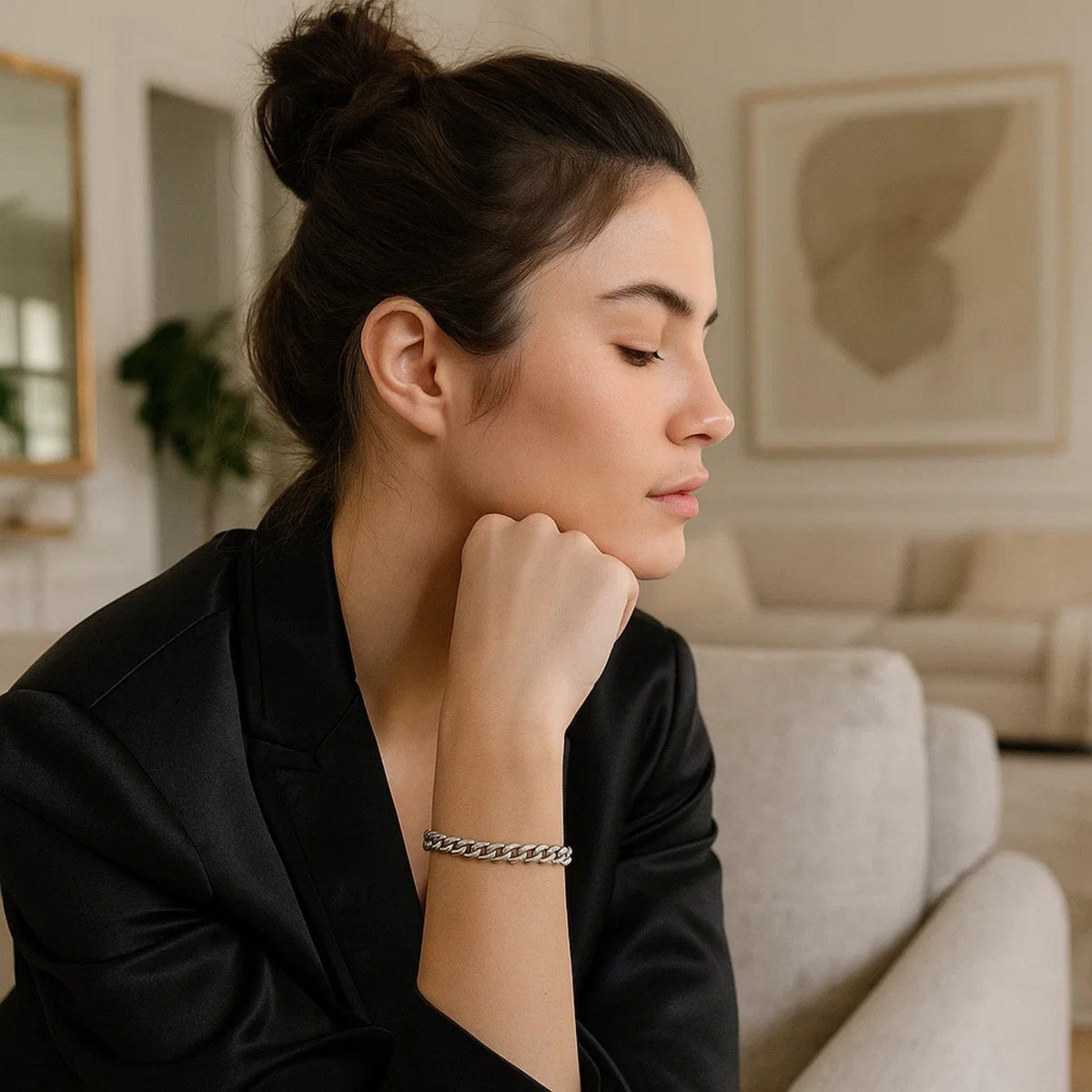 14K White Gold Cuban Link Bracelet (5.90 mm) - LinkagejewelrydesignLinkagejewelrydesign