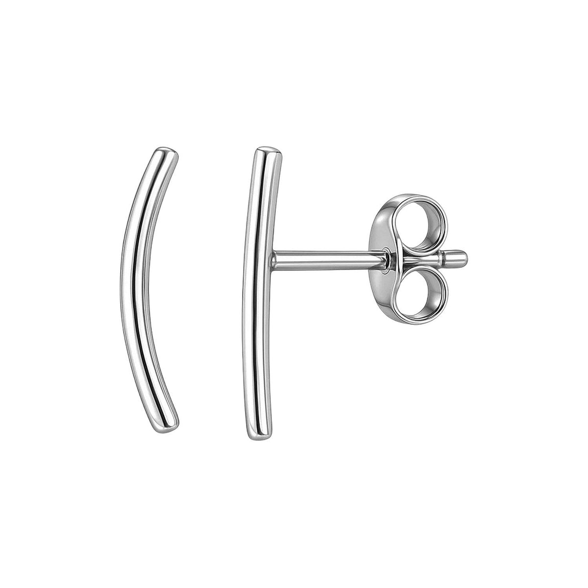14k White Gold Curve Climber Post Earrings - LinkagejewelrydesignLinkagejewelrydesign