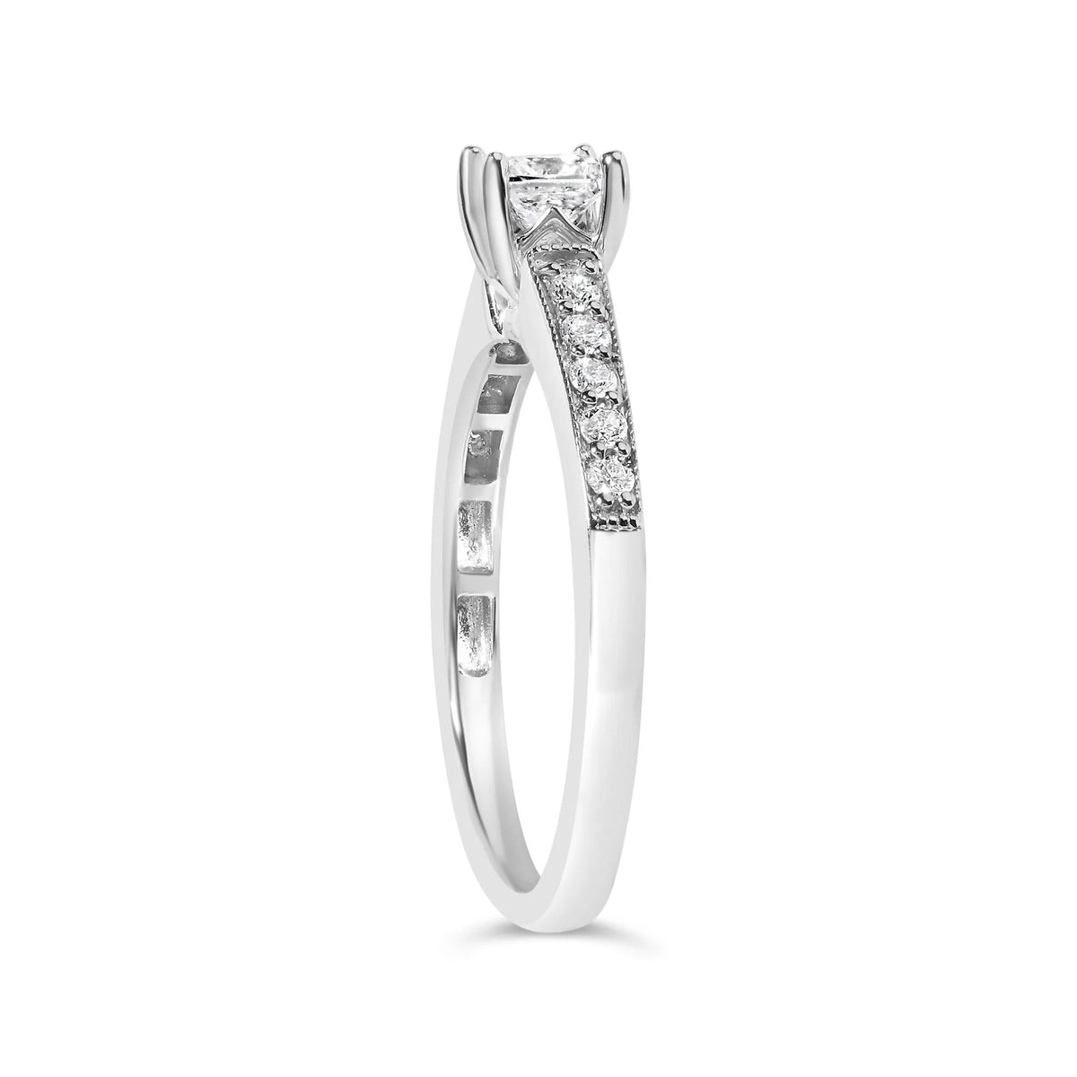 14K White Gold Diamond 1/2 Cttw Princess Cut Diamond Engagement Ring (G - H Color, VS2 - SI1 Clarity) - Size 7 - LinkagejewelrydesignLinkagejewelrydesign