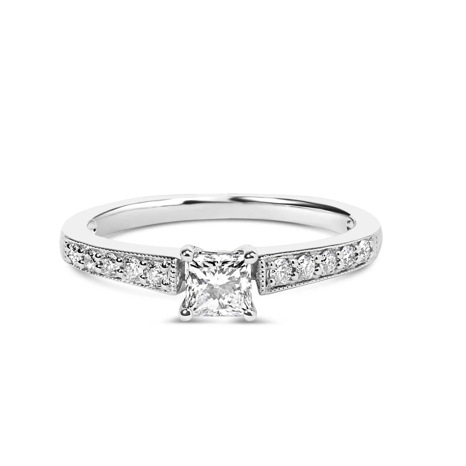 14K White Gold Diamond 1/2 Cttw Princess Cut Diamond Engagement Ring (G - H Color, VS2 - SI1 Clarity) - Size 7 - LinkagejewelrydesignLinkagejewelrydesign