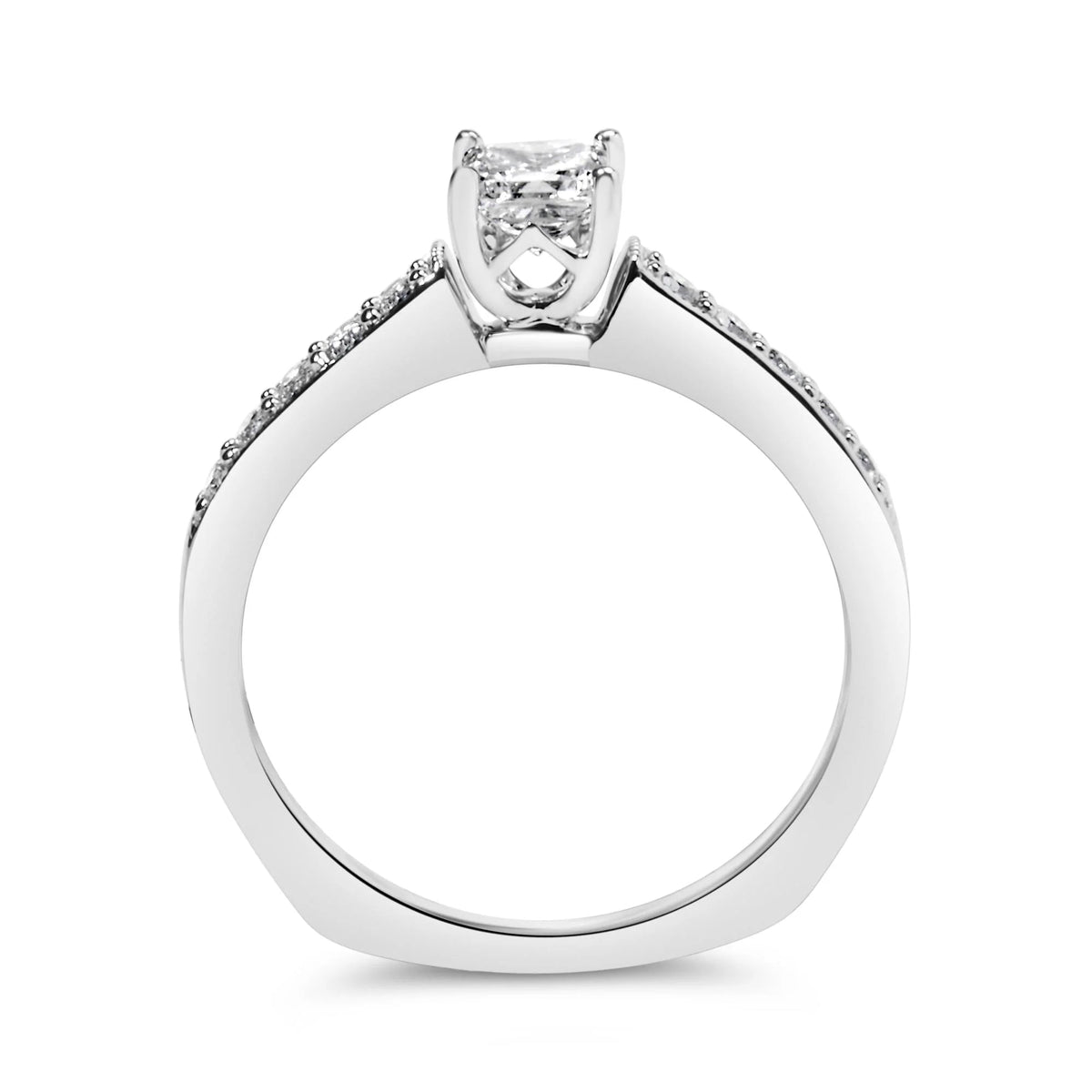 14K White Gold Diamond 1/2 Cttw Princess Cut Diamond Engagement Ring (G - H Color, VS2 - SI1 Clarity) - Size 7 - LinkagejewelrydesignLinkagejewelrydesign