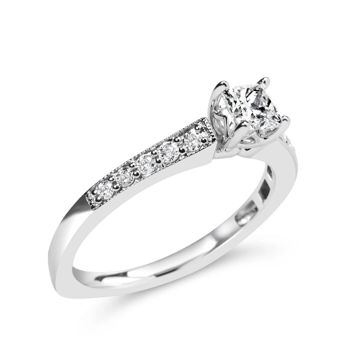 14K White Gold Diamond 1/2 Cttw Princess Cut Diamond Engagement Ring (G - H Color, VS2 - SI1 Clarity) - Size 7 - LinkagejewelrydesignLinkagejewelrydesign