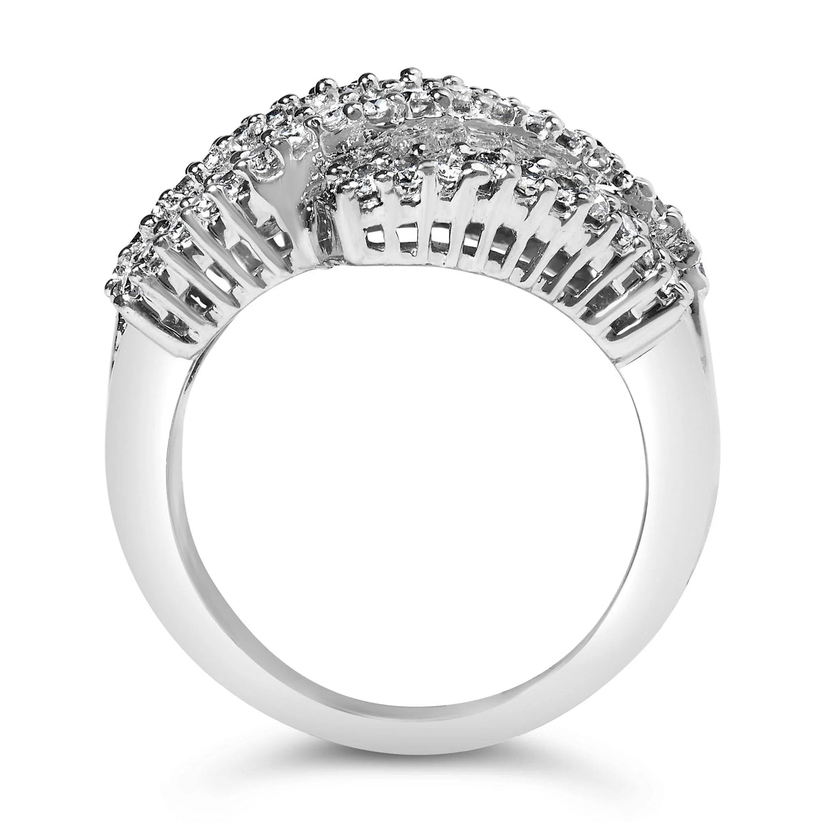 14K White Gold Diamond Cocktail Ring Band (1 3/4 Cttw, H - I Color, SI2 - I1 Clarity) - LinkagejewelrydesignLinkagejewelrydesign