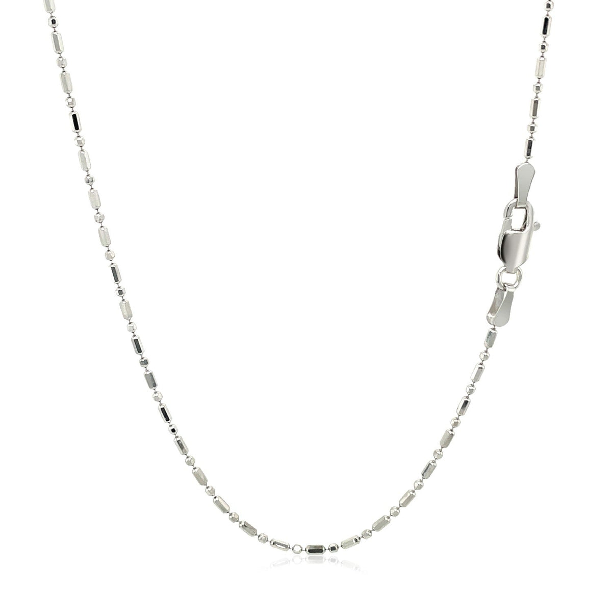 14k White Gold Diamond - Cut Alternating Bead Chain (1.10 mm) - LinkagejewelrydesignLinkagejewelrydesign