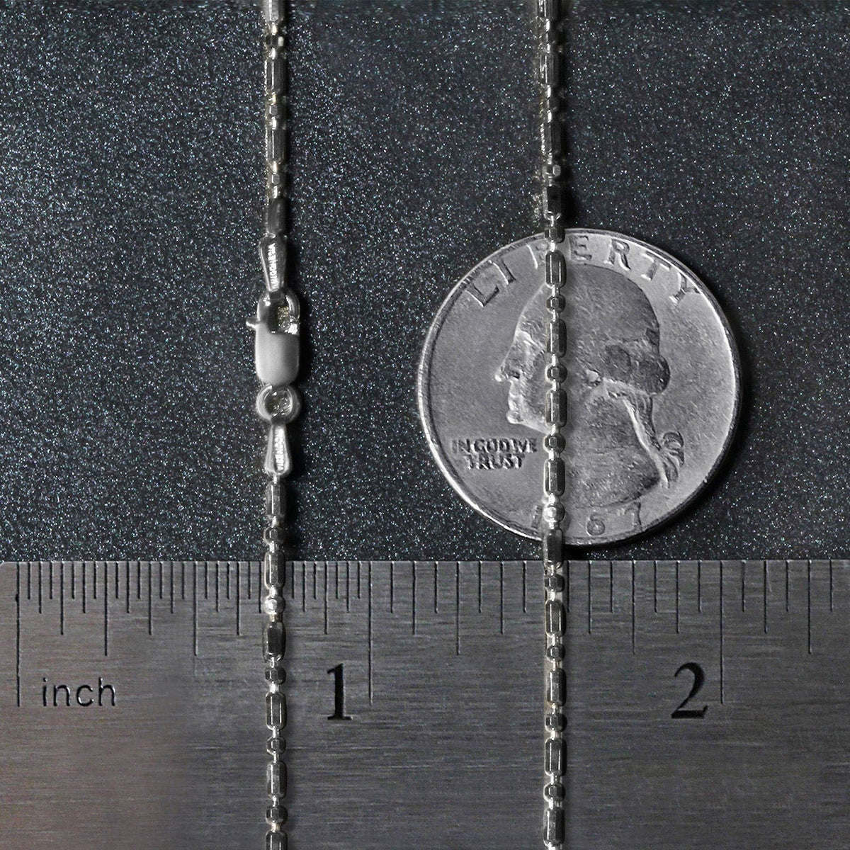 14k White Gold Diamond - Cut Alternating Bead Chain 1.5mm - LinkagejewelrydesignLinkagejewelrydesign