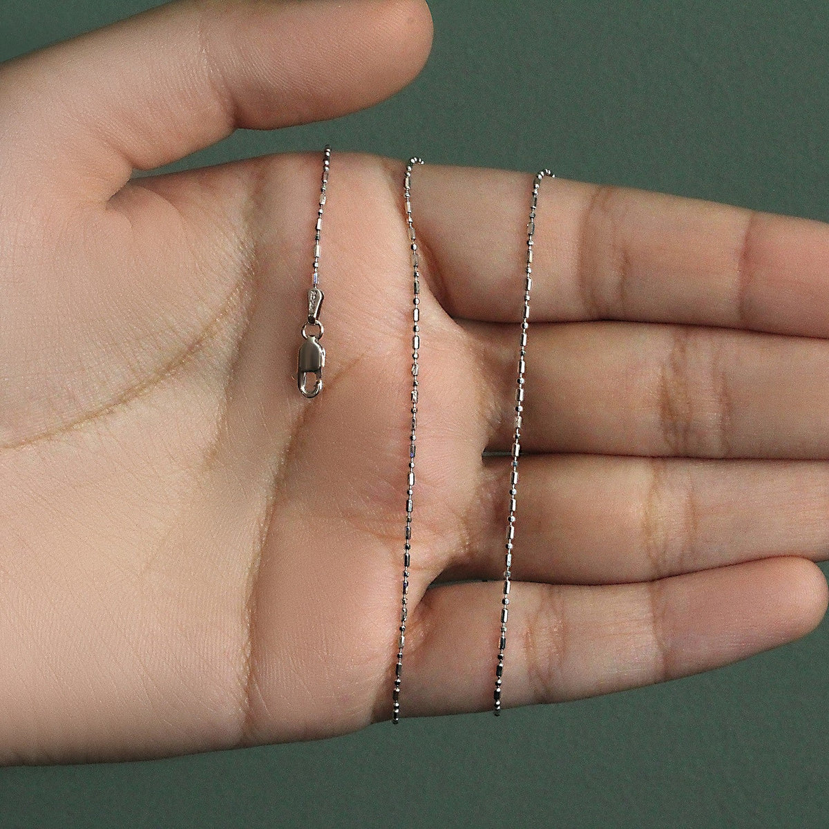 14k White Gold Diamond - Cut Bead Chain (0.90 mm) - LinkagejewelrydesignLinkagejewelrydesign