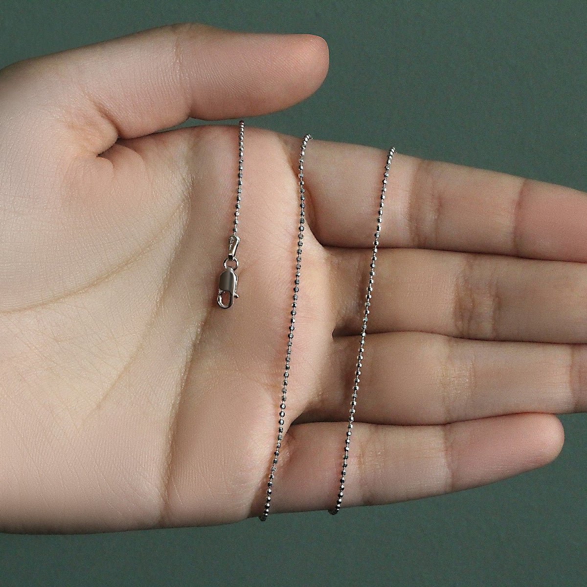 14k White Gold Diamond - Cut Bead Chain (1.10 mm) - LinkagejewelrydesignLinkagejewelrydesign