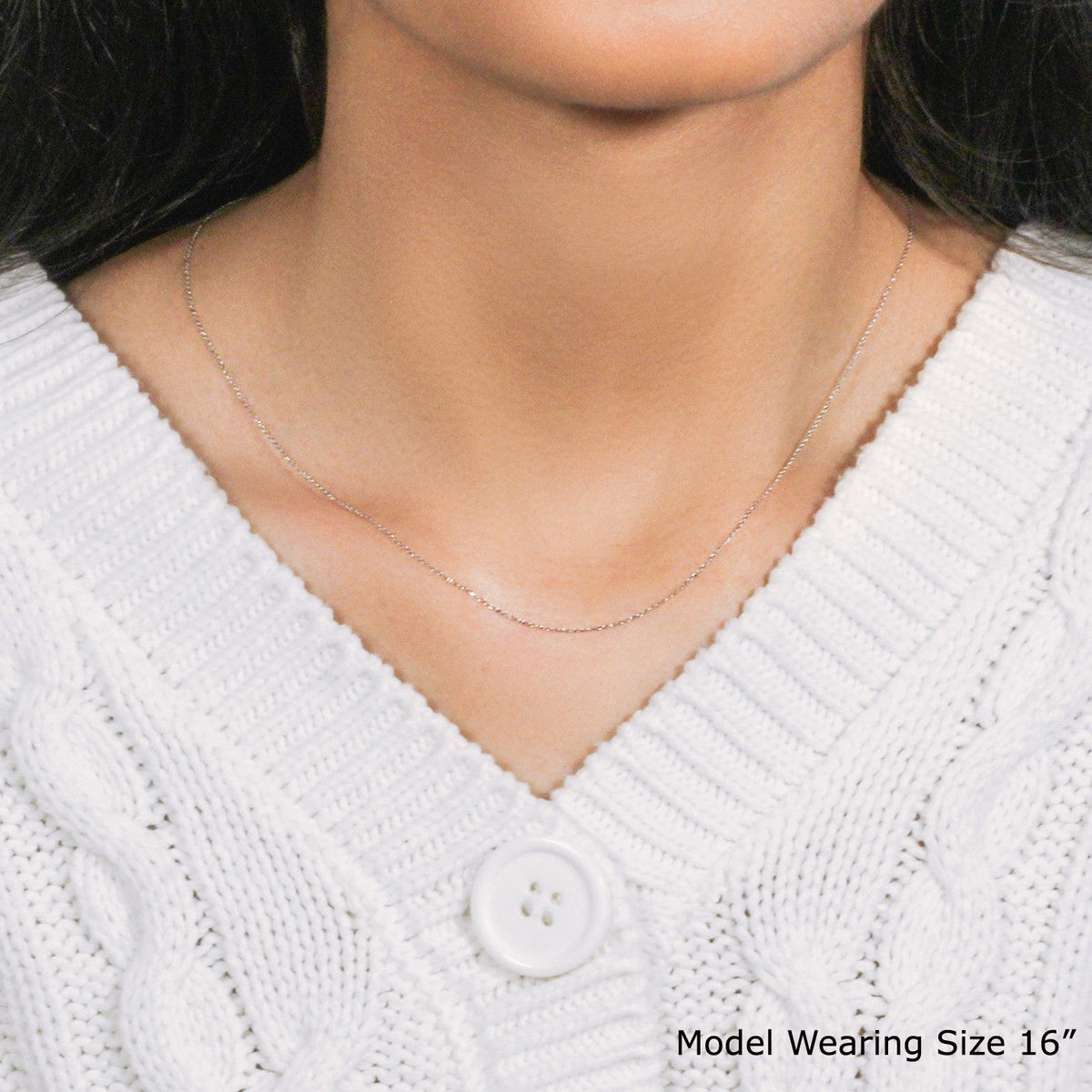 14k White Gold Diamond Cut Cable Link Chain (0.68 mm) - LinkagejewelrydesignLinkagejewelrydesign