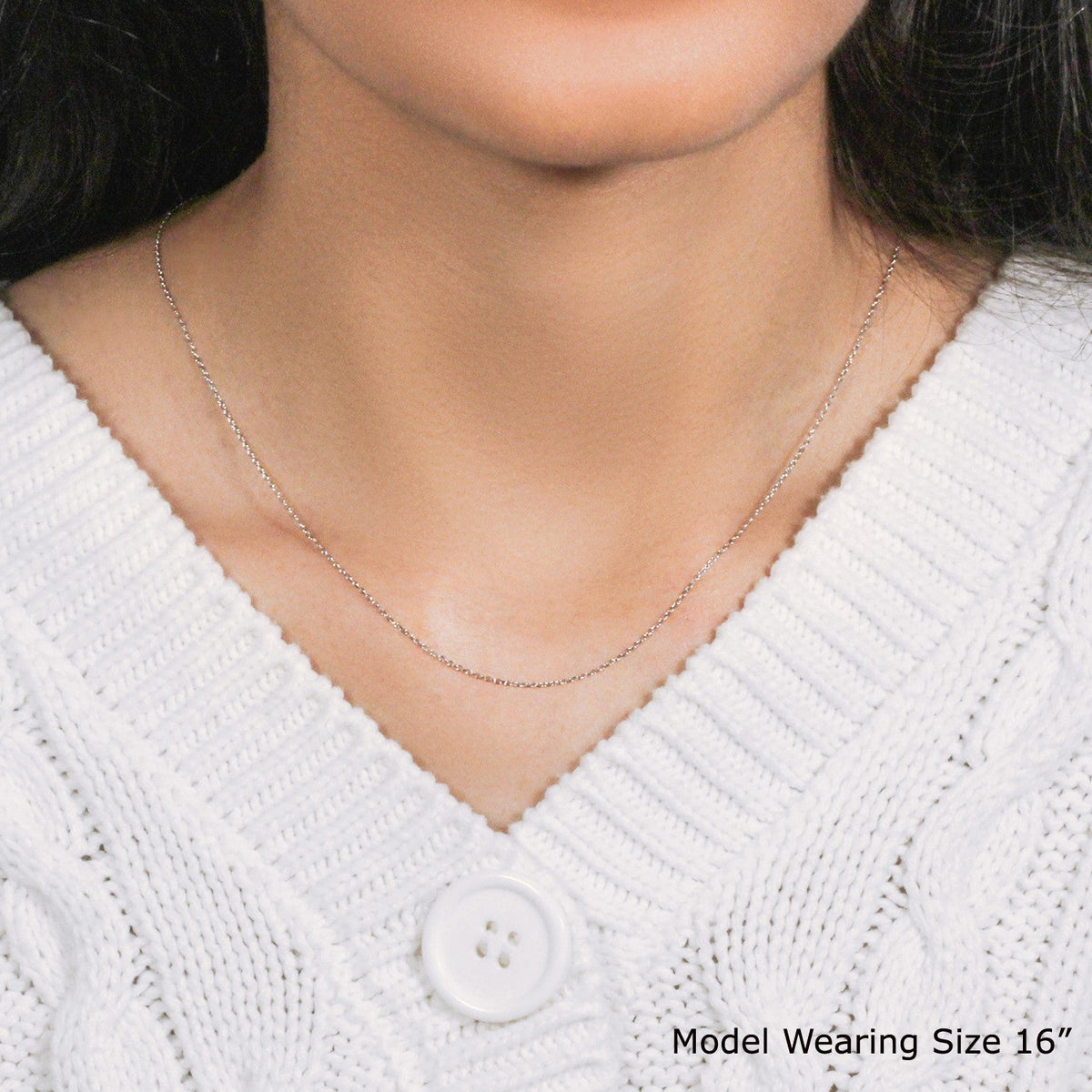 14k White Gold Diamond Cut Cable Link Chain (0.87 mm) - LinkagejewelrydesignLinkagejewelrydesign