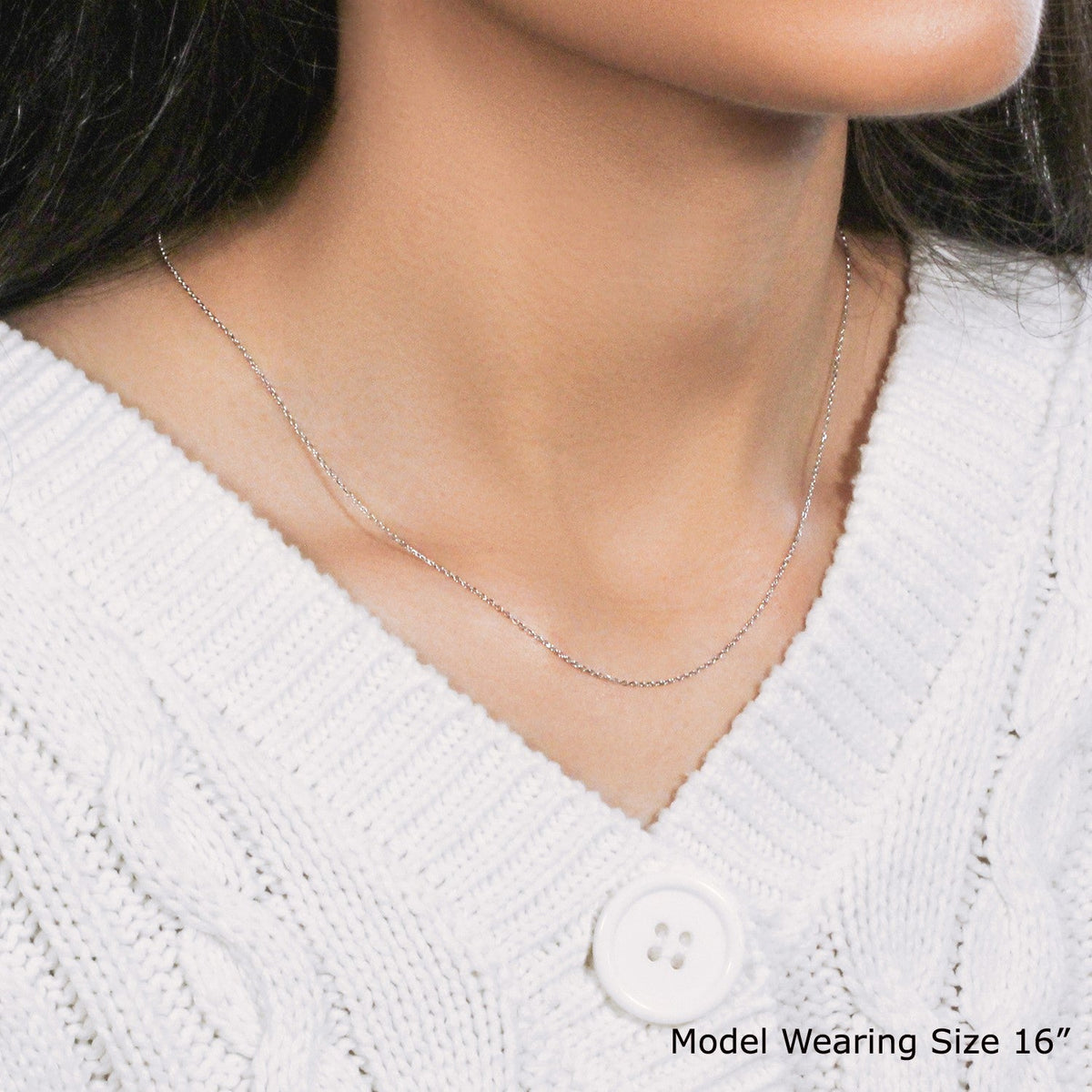 14k White Gold Diamond Cut Cable Link Chain (0.87 mm) - LinkagejewelrydesignLinkagejewelrydesign