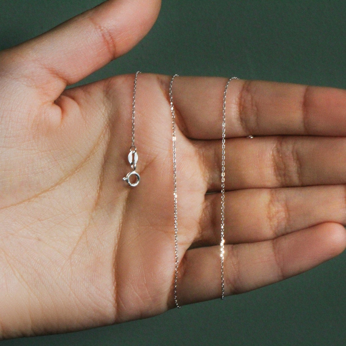 14k White Gold Diamond Cut Cable Link Chain (0.87 mm) - LinkagejewelrydesignLinkagejewelrydesign