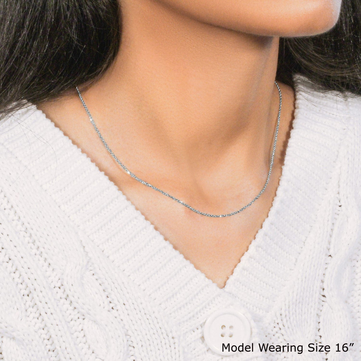 14k White Gold Diamond Cut Cable Link Chain (1.10 mm) - LinkagejewelrydesignLinkagejewelrydesign