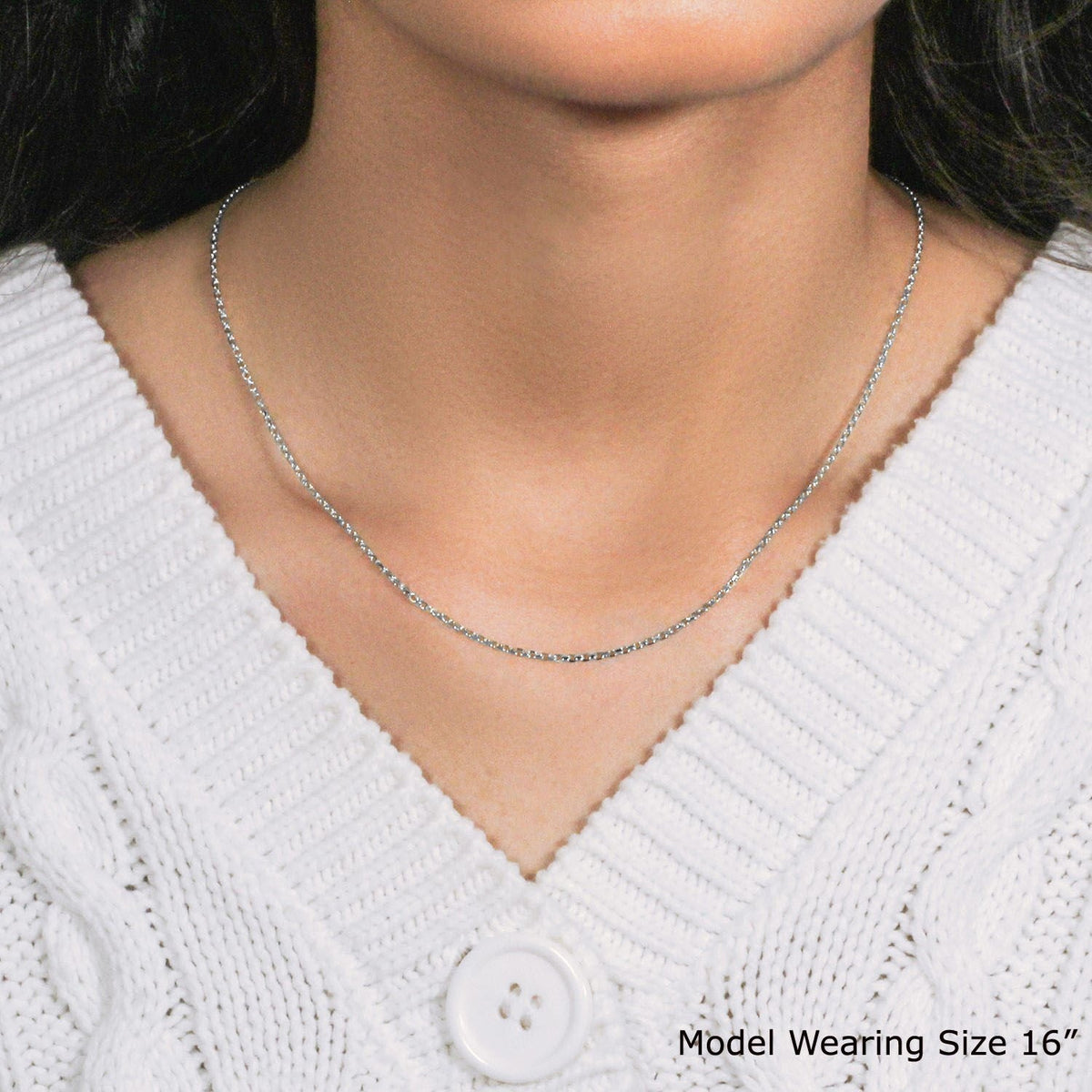 14k White Gold Diamond Cut Cable Link Chain 1.4mm - LinkagejewelrydesignLinkagejewelrydesign