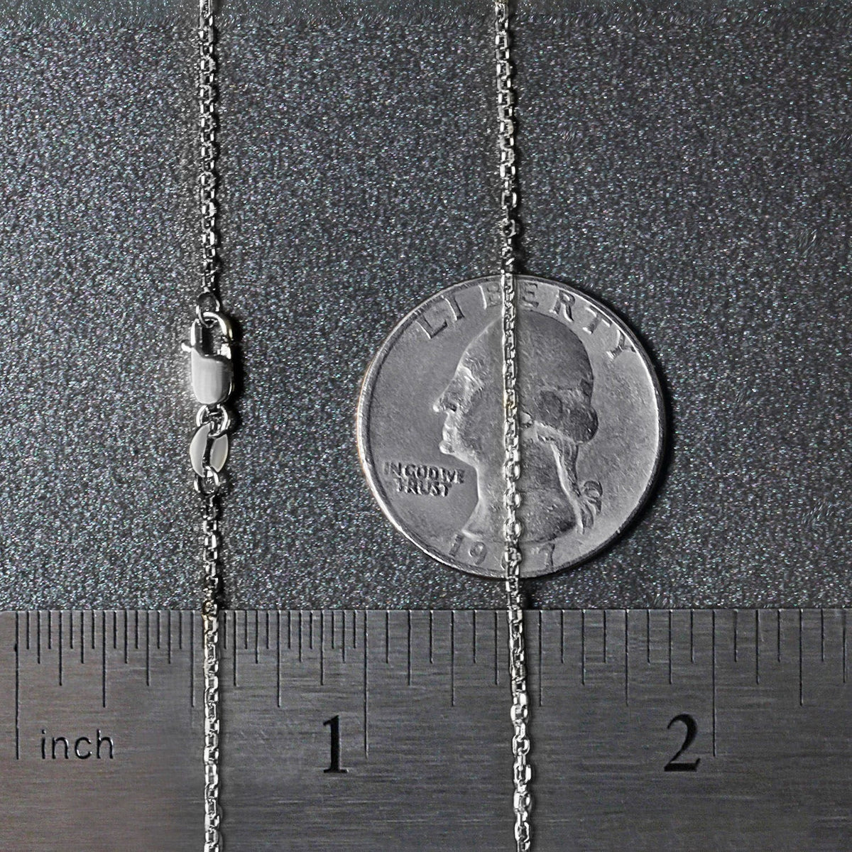 14k White Gold Diamond Cut Cable Link Chain 1.4mm - LinkagejewelrydesignLinkagejewelrydesign