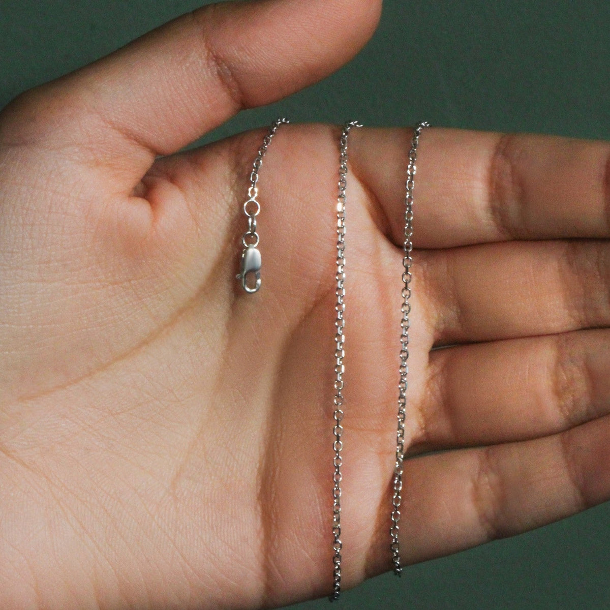 14k White Gold Diamond Cut Cable Link Chain 1.5mm - LinkagejewelrydesignLinkagejewelrydesign