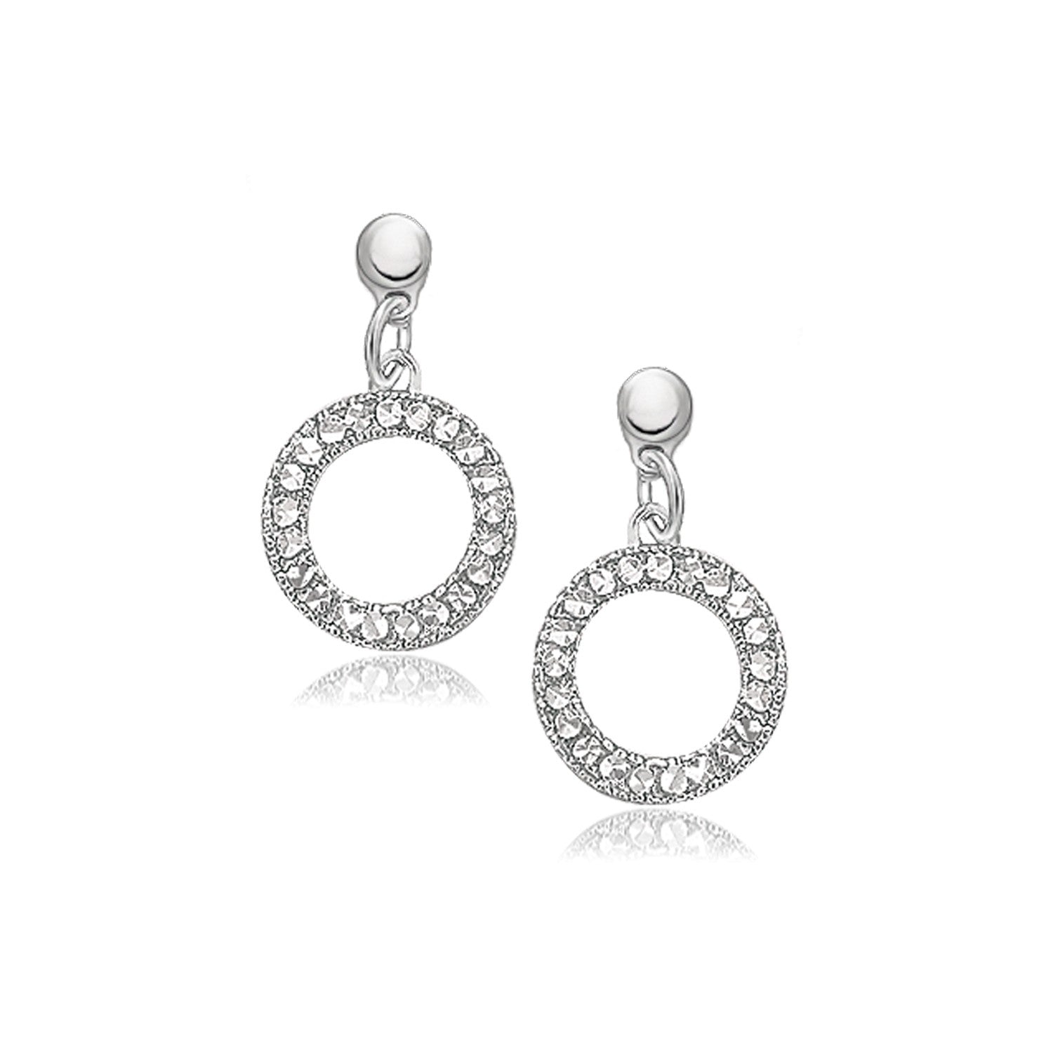 14k White Gold Diamond Cut in a Pave Setting Dangling Earrings - LinkagejewelrydesignLinkagejewelrydesign