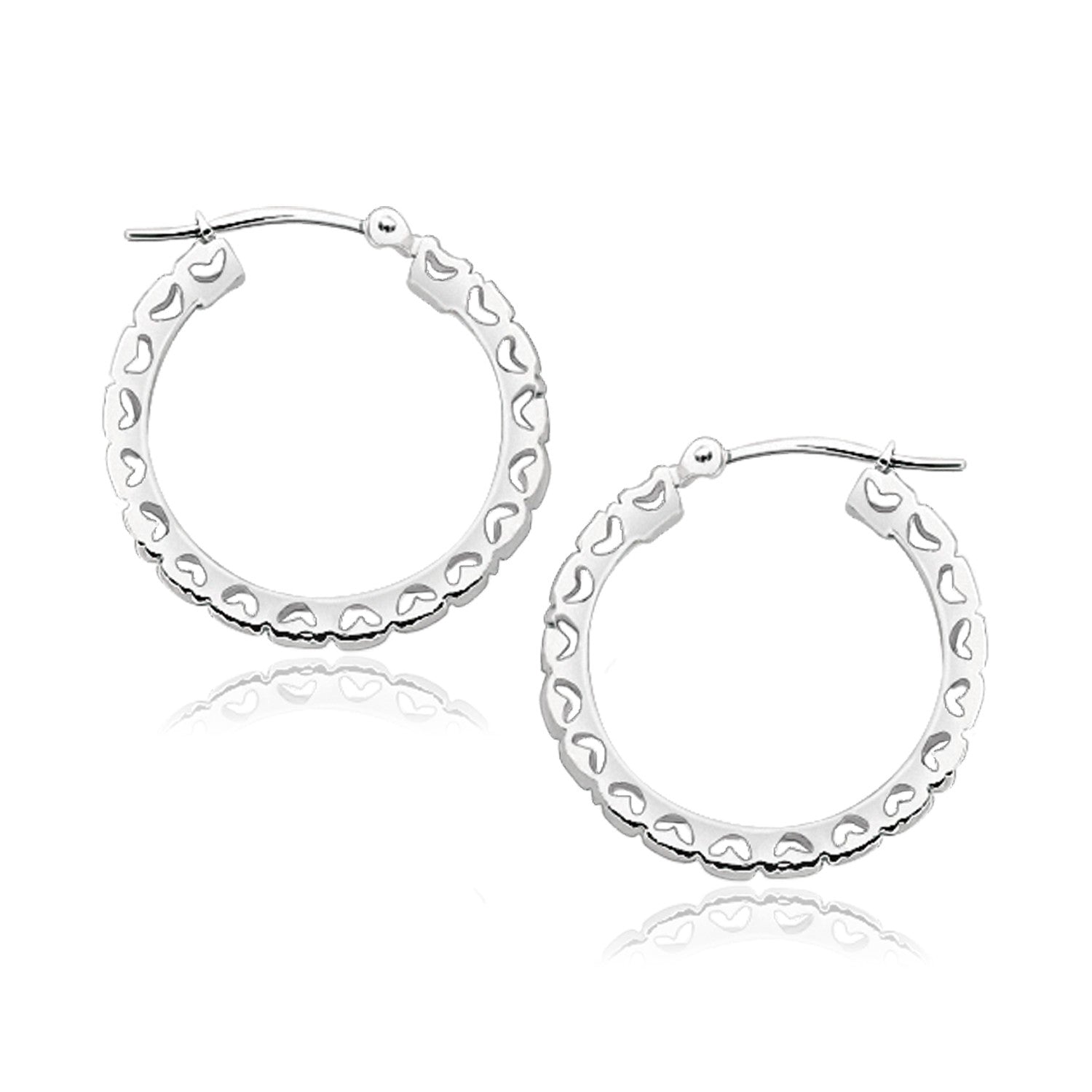 14K White Gold Diamond Cut Pave Square Hoop Earrings - LinkagejewelrydesignLinkagejewelrydesign
