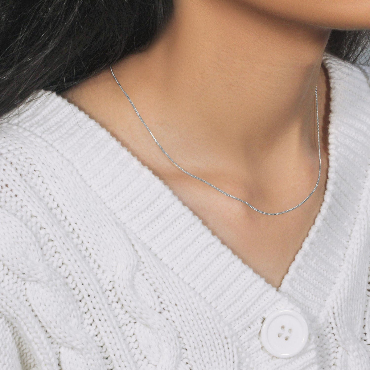 14k White Gold Diamond Cut Round Wheat Chain 0.6mm - LinkagejewelrydesignLinkagejewelrydesign