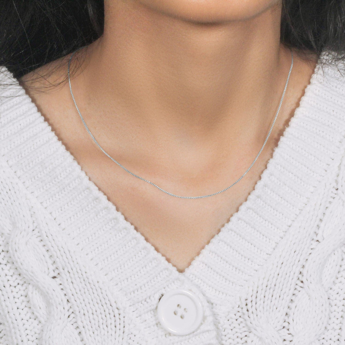 14k White Gold Diamond Cut Round Wheat Chain 0.6mm - LinkagejewelrydesignLinkagejewelrydesign