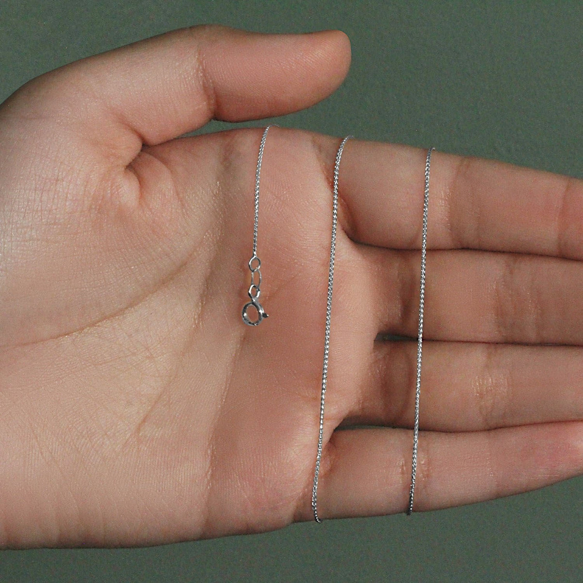 14k White Gold Diamond Cut Round Wheat Chain 0.6mm - LinkagejewelrydesignLinkagejewelrydesign