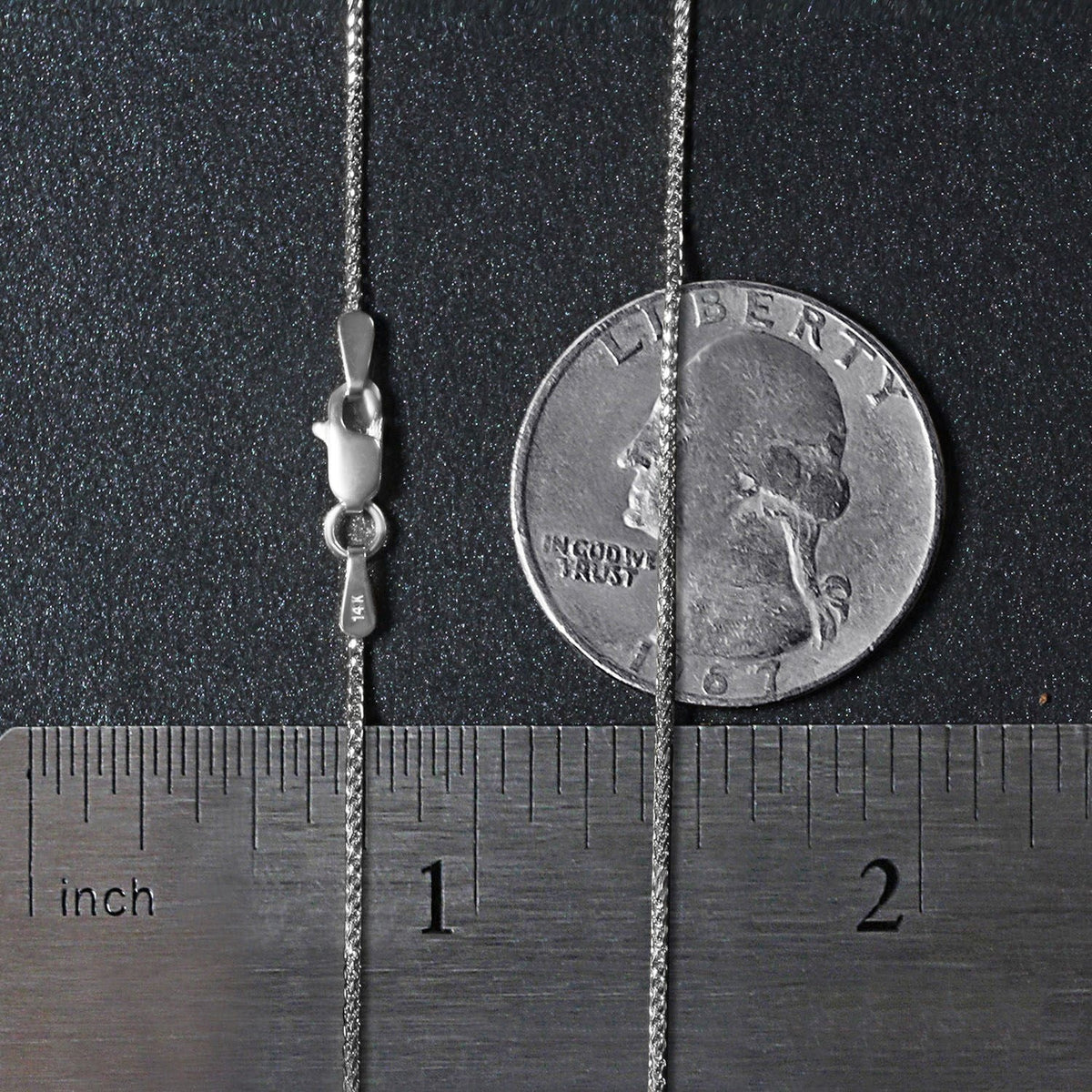 14k White Gold Diamond Cut Round Wheat Chain 1.0mm - LinkagejewelrydesignLinkagejewelrydesign